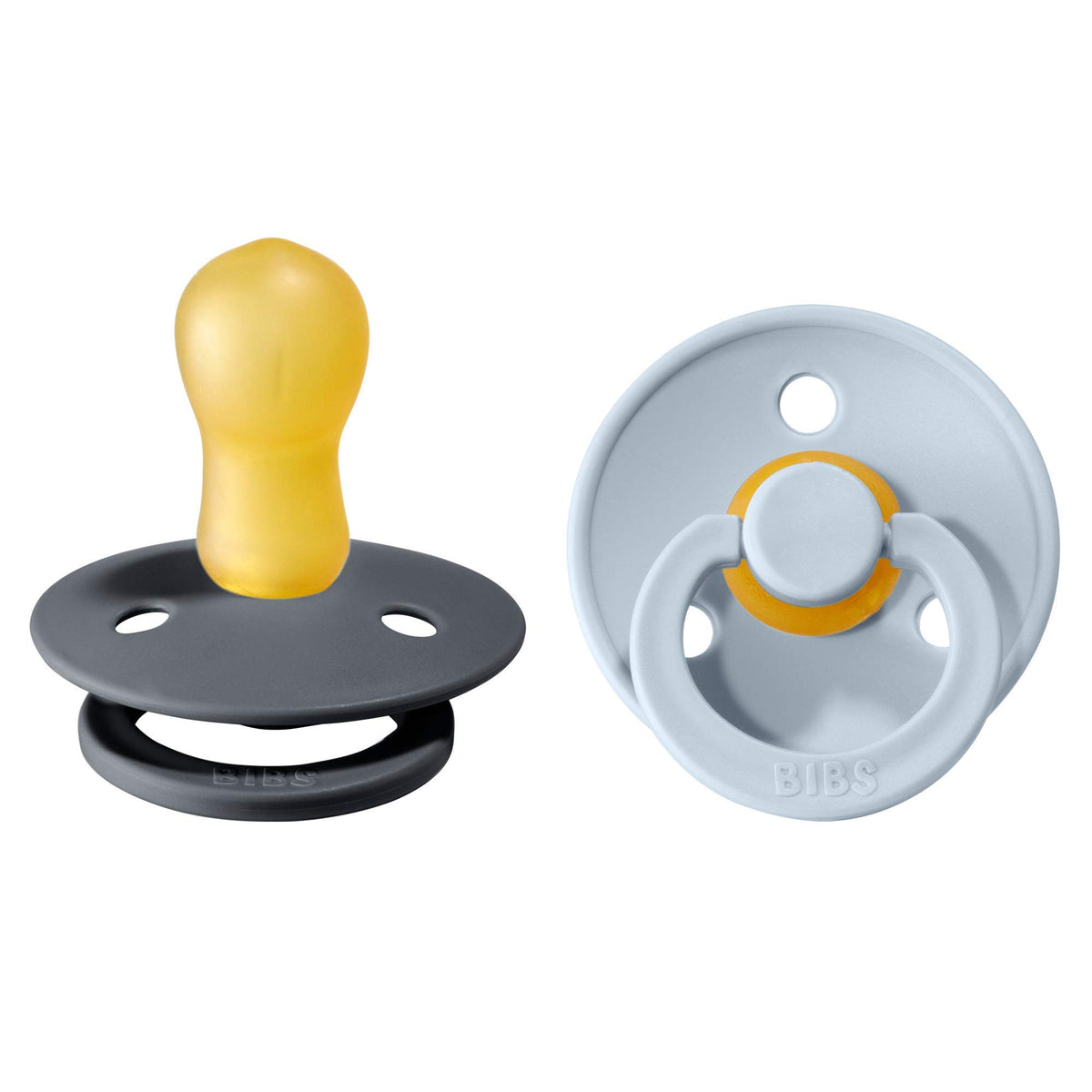 BIBS Pacifiers Colour Collection | Natural Rubber Baby Pacifier | Round Nipple | Set of 2 BPA-Free Soothers | Made in Denmark | 0+ Months (Pack of 2) | Sage/Ivory