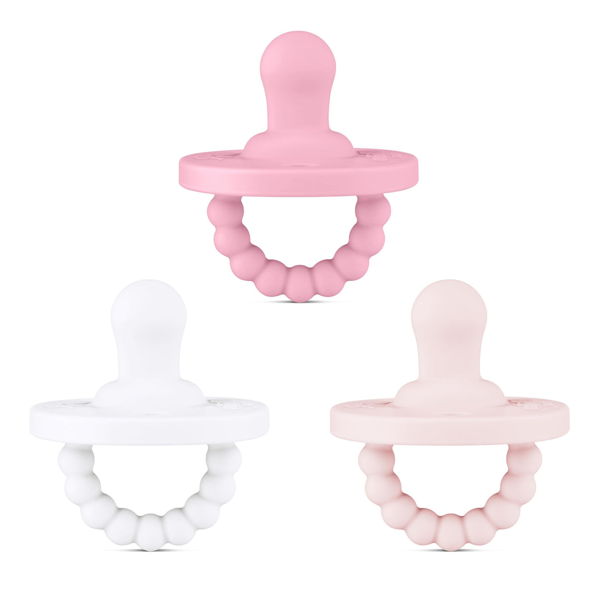Ryan & Rose Cutie PAT 3 Pack Baby Pacifiers Teether Teething Ring Binky (Canvas, Flat Orthodontic)
