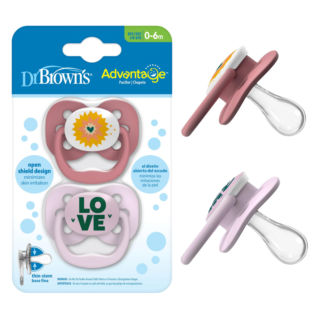 Dr. Brown's Advantage Pacifier, Blue Ocean, 0-6m, 2-Pack