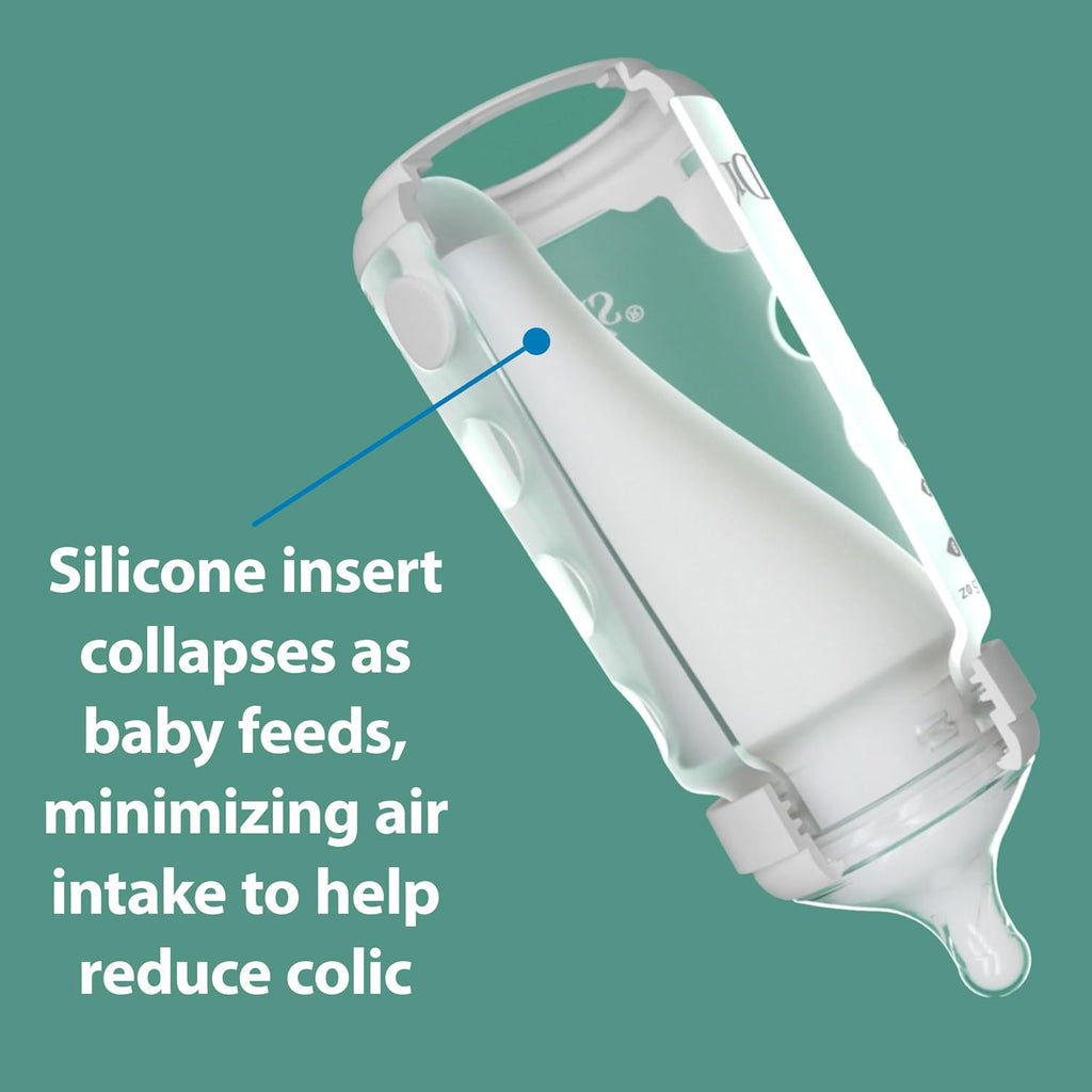 Dr. Brown's Silicone Baby Bottle, 9 oz, Level 2 Nipple, 3m+, White, 4-Pack