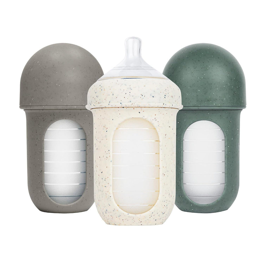 Boon Nursh Silicone Baby Bottles - Speckle Green - 8 Oz - 3 Count