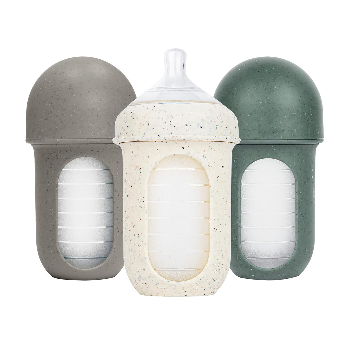 Boon Nursh Silicone Baby Bottles - Speckle Green - 8 Oz - 3 Count