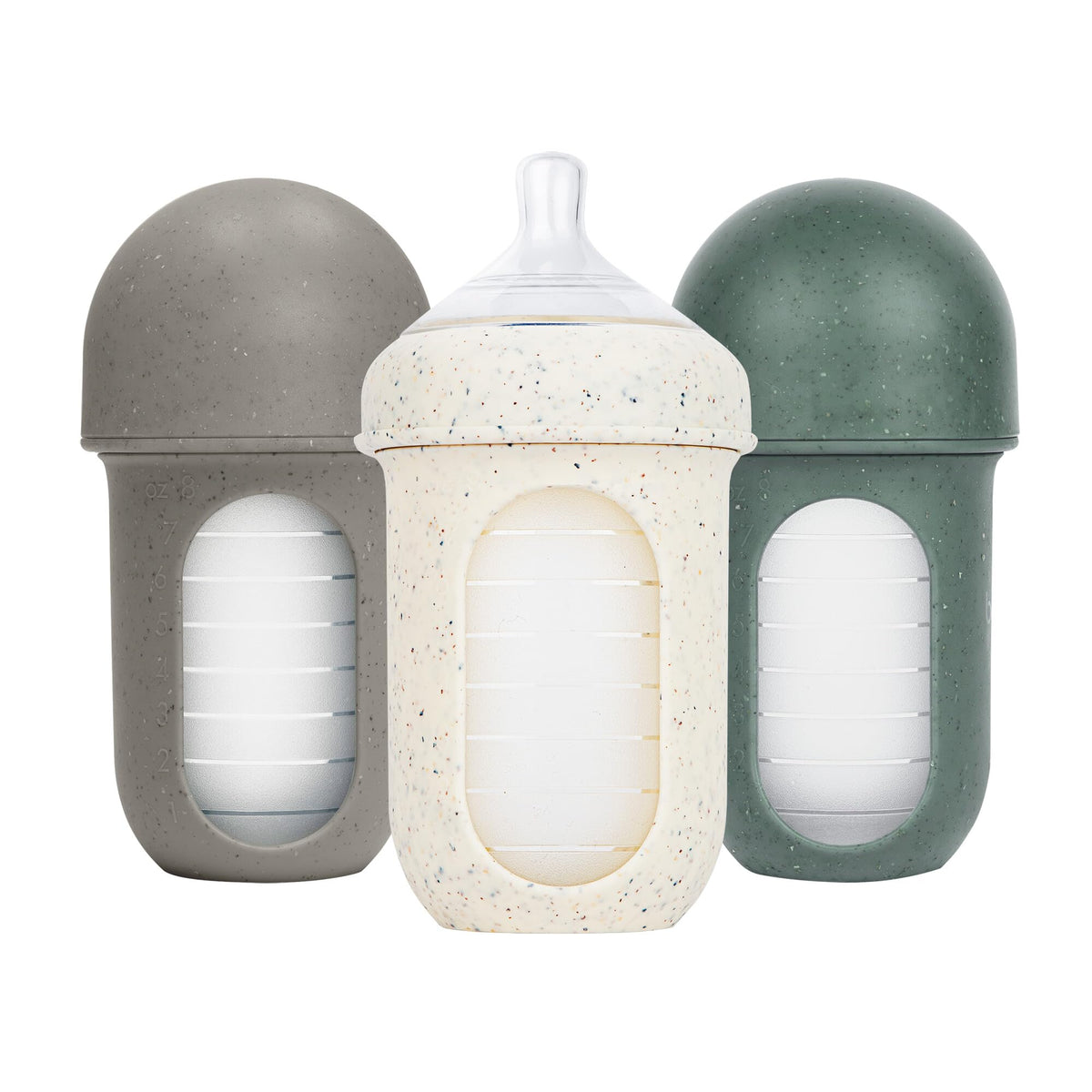 Boon Nursh Silicone Baby Bottles - Speckle Green - 8 Oz - 3 Count