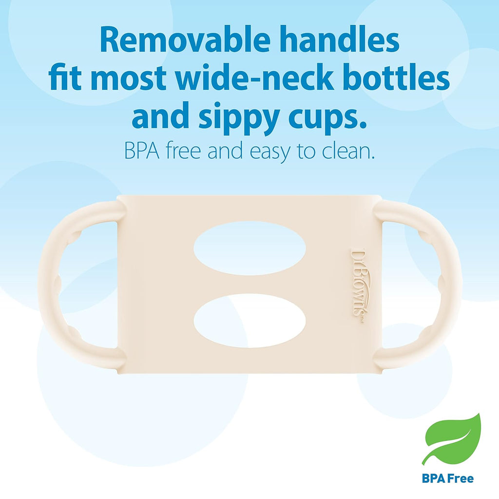 Dr. Brown's Wide-Neck Sippy Spout Bottle with Handles, Pink & Ecru, 2-Pack