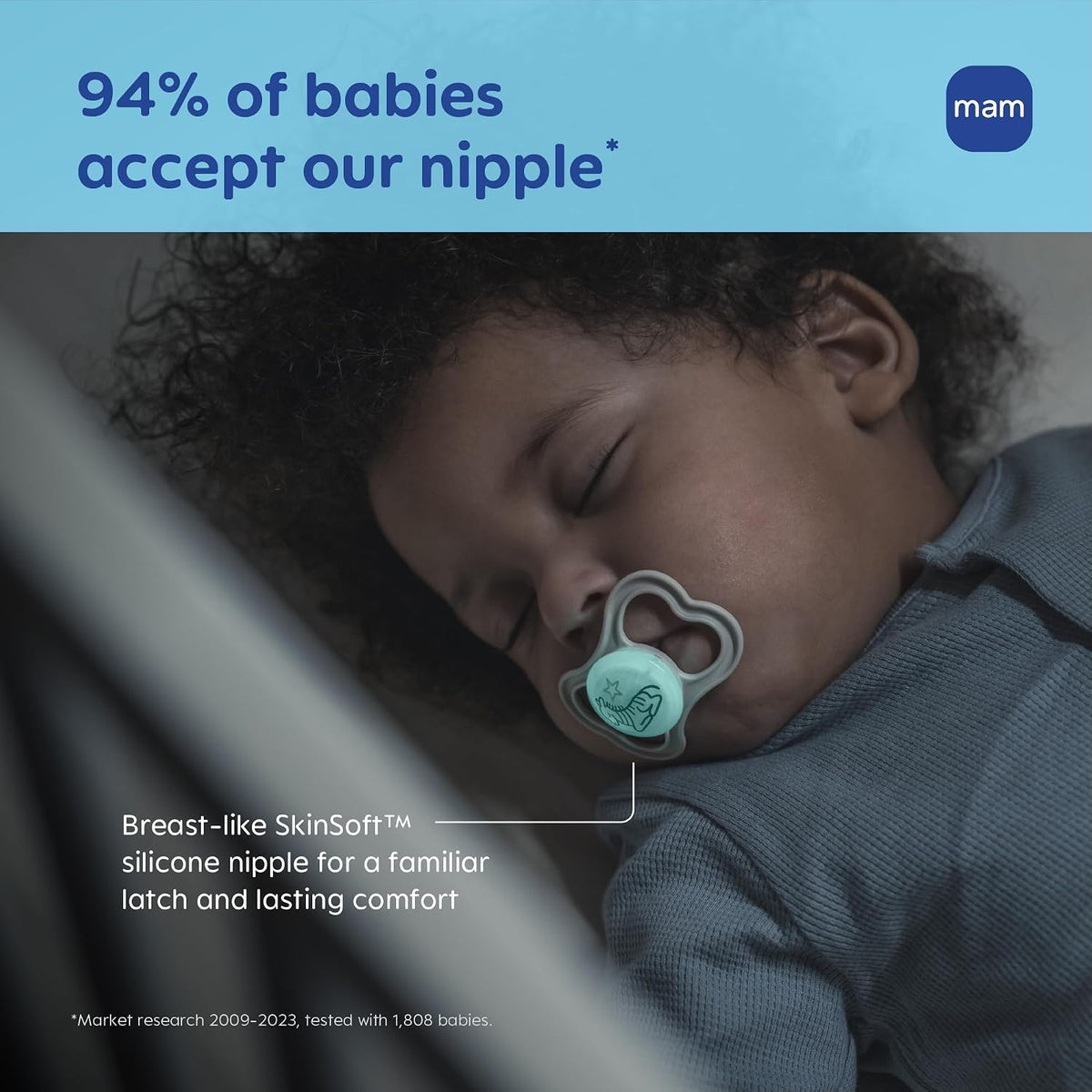 MAM Air Pacifier 16+ Months, Extra Air Flow for Sensitive Skin, 4 Pack