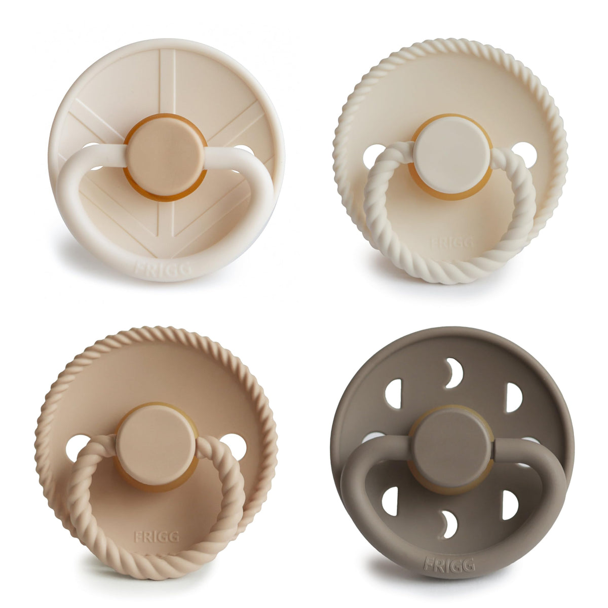 FRIGG Daisy Night Natural Rubber Baby Pacifier | Made in Denmark | BPA-Free (Blush/Cream, 6-18 Months) 2-Pack