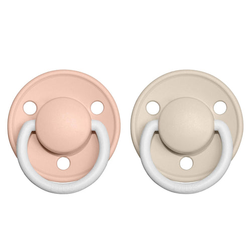 BIBS Pacifiers - De Lux Collection | BPA-Free Round Nipple | Silicone | Made in Denmark | Set of 2 Blush Night/Vanilla Night Color Premium Soothers | Size One Size