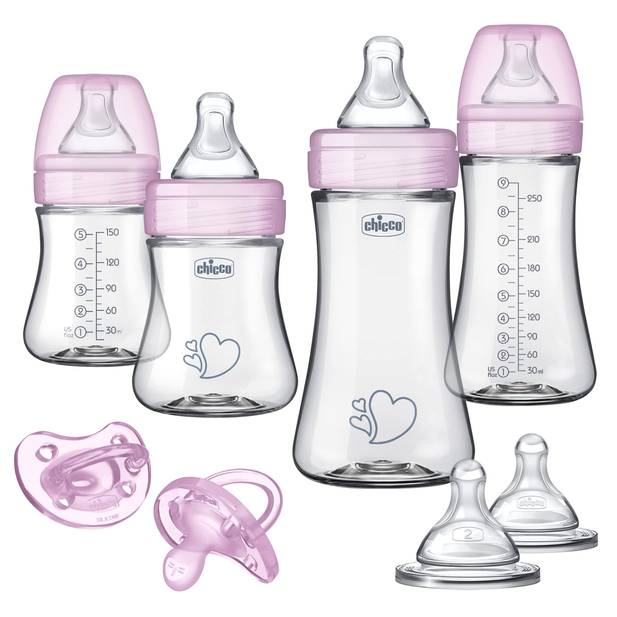 Chicco Duo Hybrid Baby Bottles, Glass Inside, Plastic Outside, 5oz, 2 Pack