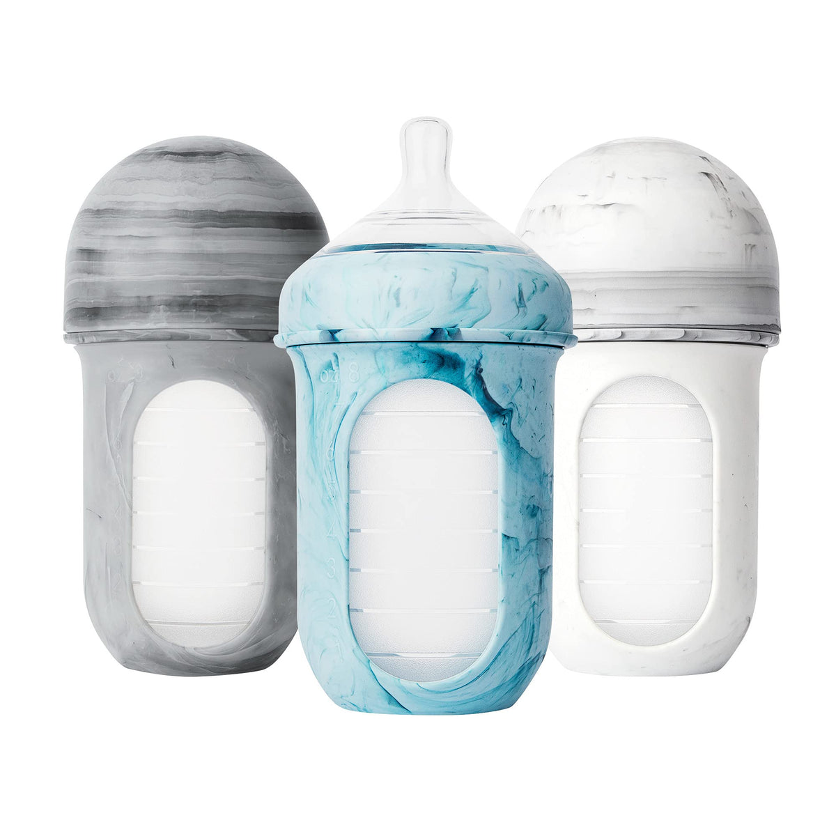 Boon Nursh Silicone Baby Bottles - Color Block - 8 Oz - 3 Count