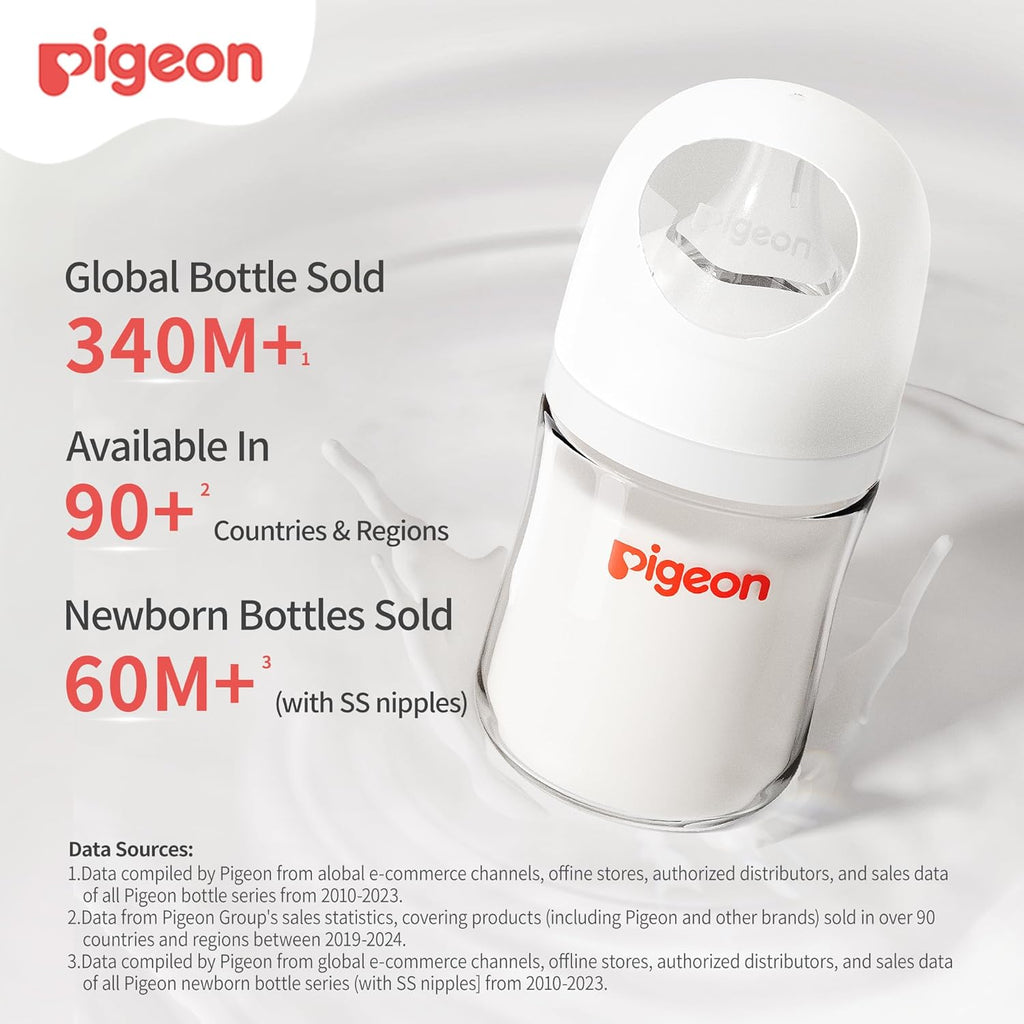 Pigeon PP Wide Neck Anti-Colic Nursing Bottle, 8.1 oz, 4-Pack