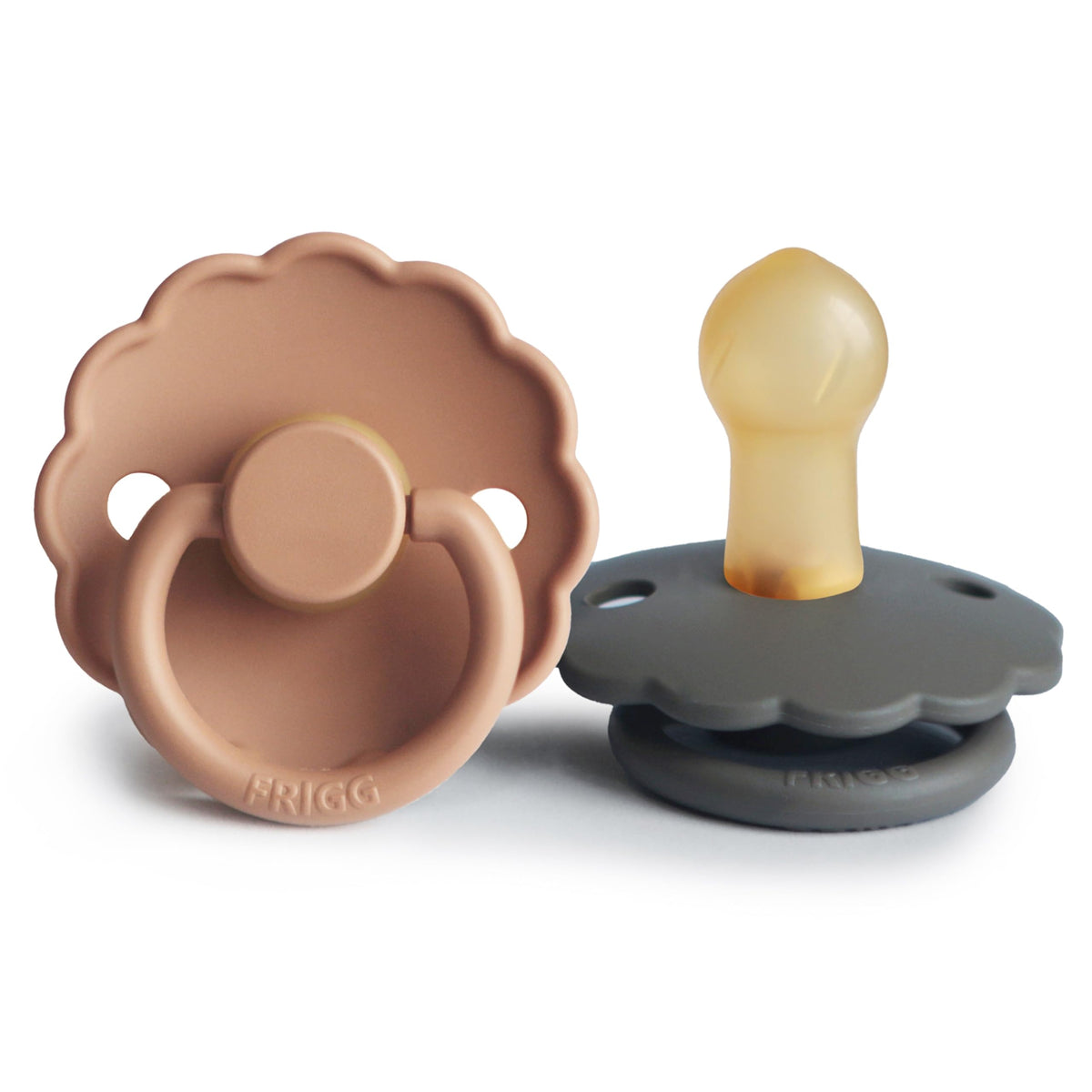 FRIGG Daisy Night Natural Rubber Baby Pacifier | Made in Denmark | BPA-Free (Blush/Cream, 6-18 Months) 2-Pack