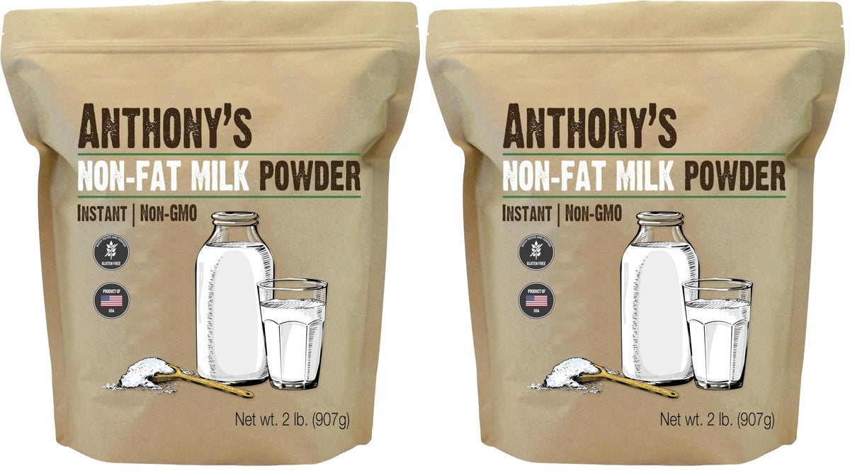 Anthony's Non Fat Milk Powder, 2 lb, Instant, Gluten Free & Non GMO