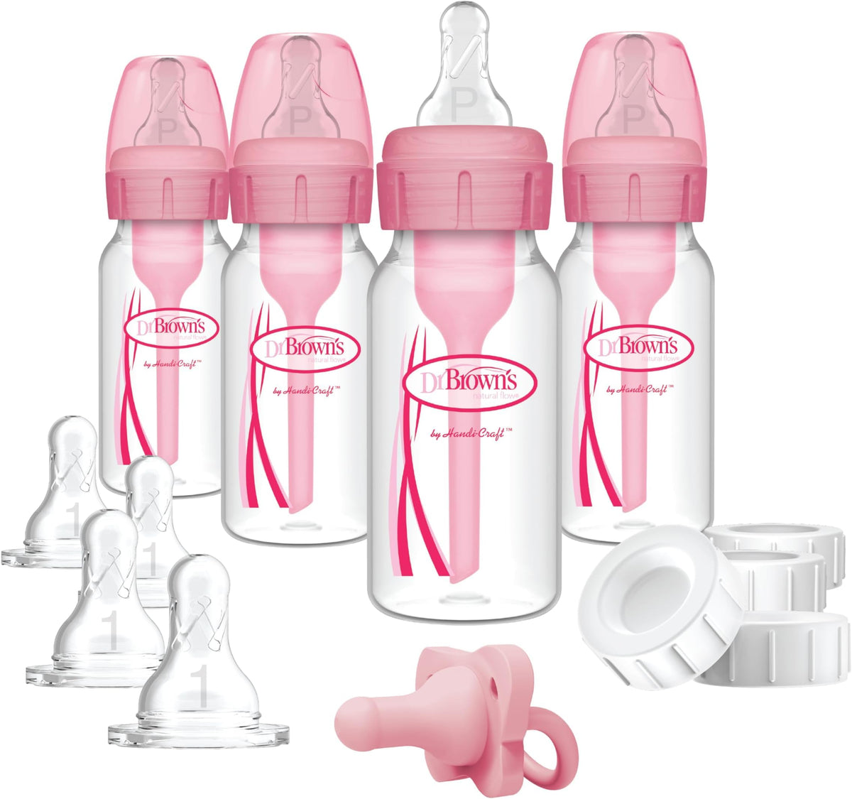 Dr. Brown's Narrow Breast to Bottle Pump & Store Feeding Set, Pink, 0m+
