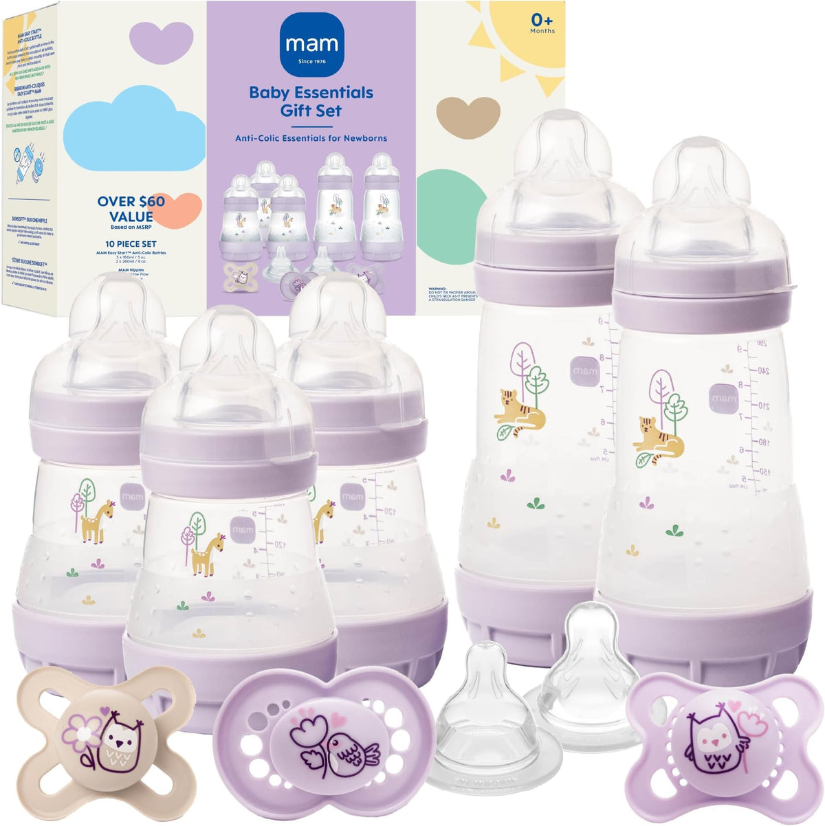 MAM Easy Start Anti-Colic 5 Baby Bottle & 3 Pacifier Newborn Gift Set