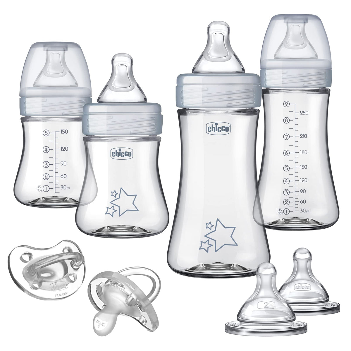 Chicco Duo Hybrid Baby Bottles, Glass Inside, Plastic Outside, 5oz, 2 Pack