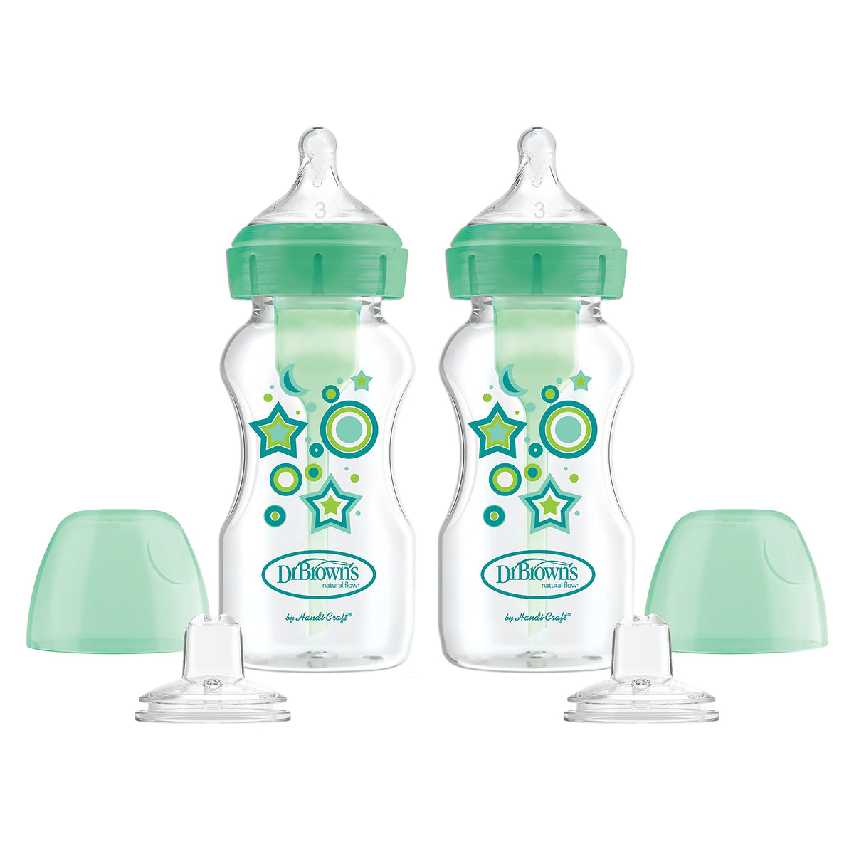 Dr. Brown's Wide-Neck Sippy Bottle Starter Kit, Pink, 6m+, 2-Pack