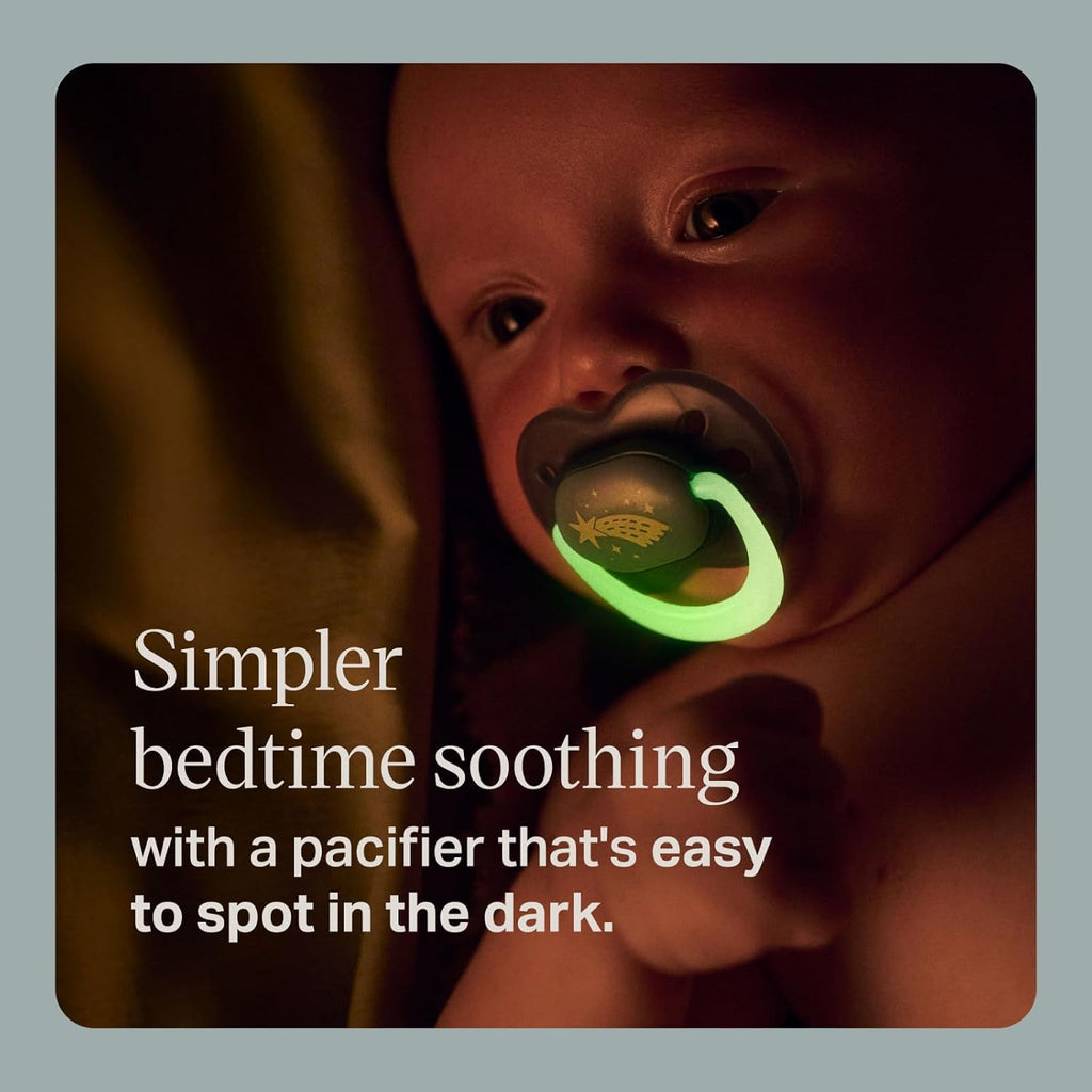 Tommee Tippee Night Time Pacifier, Glow in the Dark, 0-6m, Pack of 4