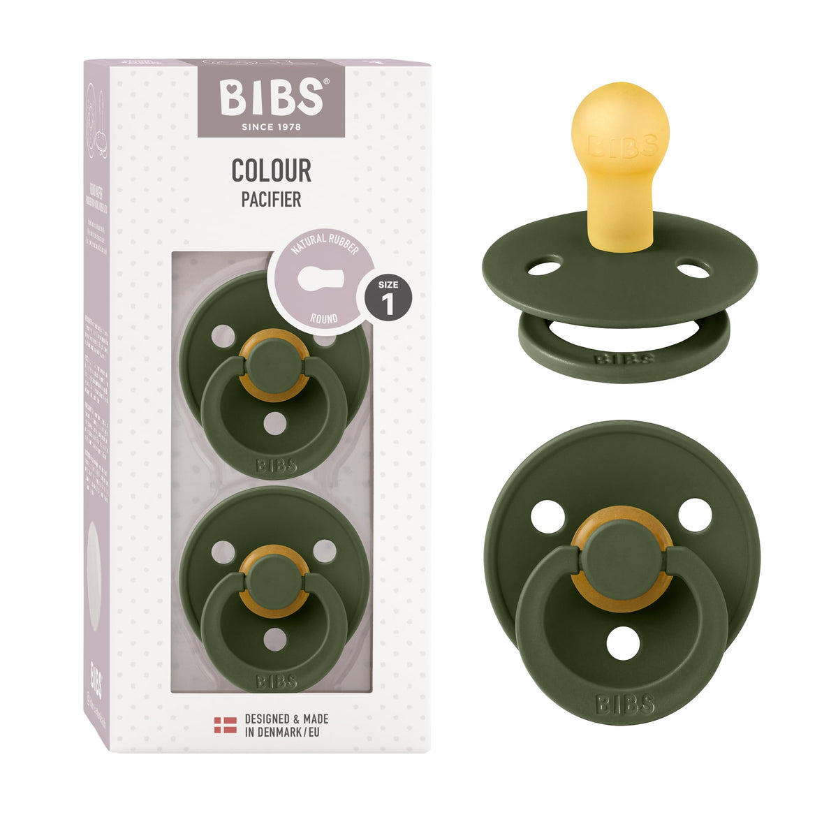 BIBS Pacifiers Colour Collection | Natural Rubber Baby Pacifier | Set of 2 BPA-Free Soothers | Made in Denmark | 0+ Months (Pack of 2) | Blush/Ivory