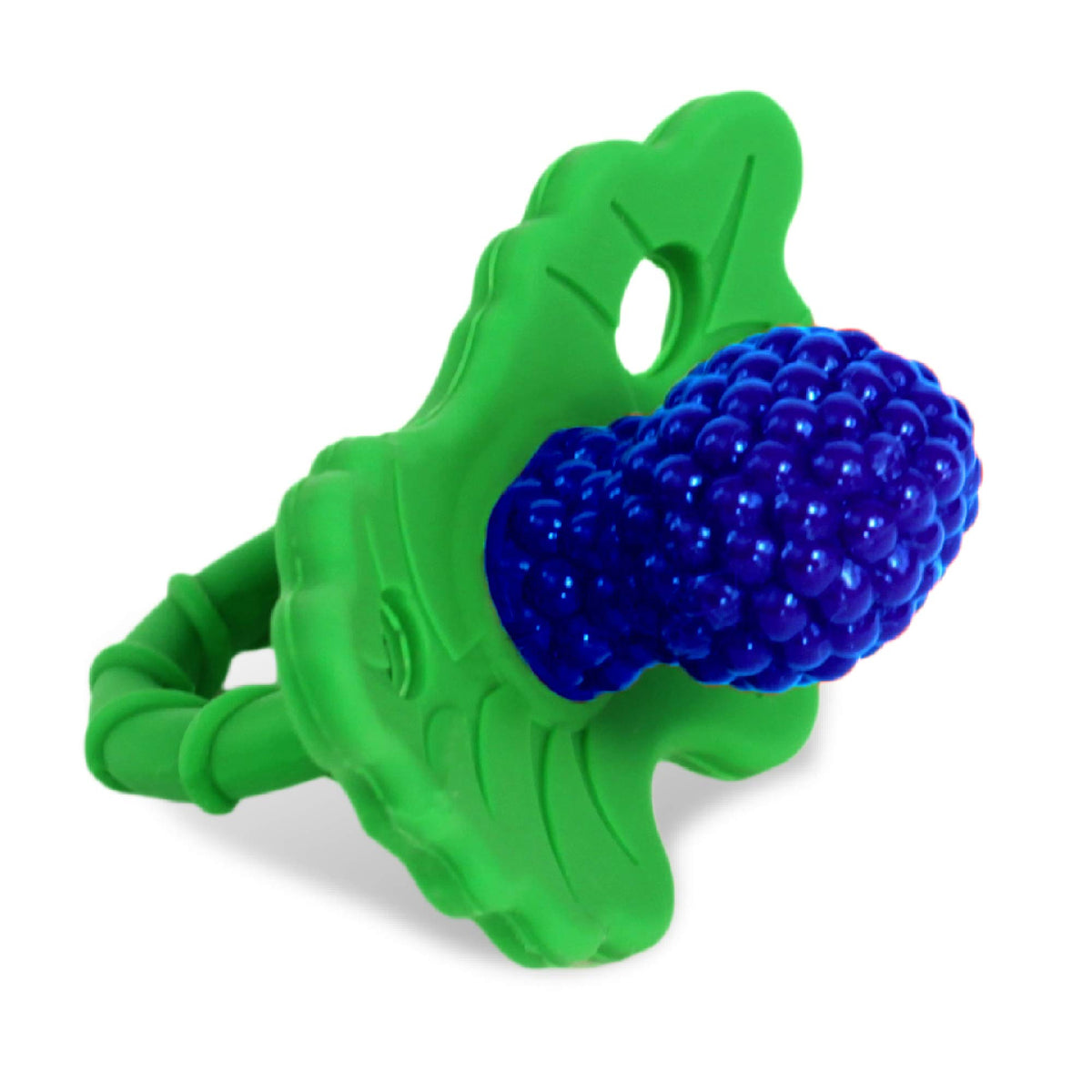 RaZbaby RaZberry Silicone Teether Pacifier – Teething Relief for Infants, Food-Grade, BPA-Free, Hands-Free, Natural Berrybumps Fruit Texture for Sensory Development, Freezable, 2-Pack - Red & Blue