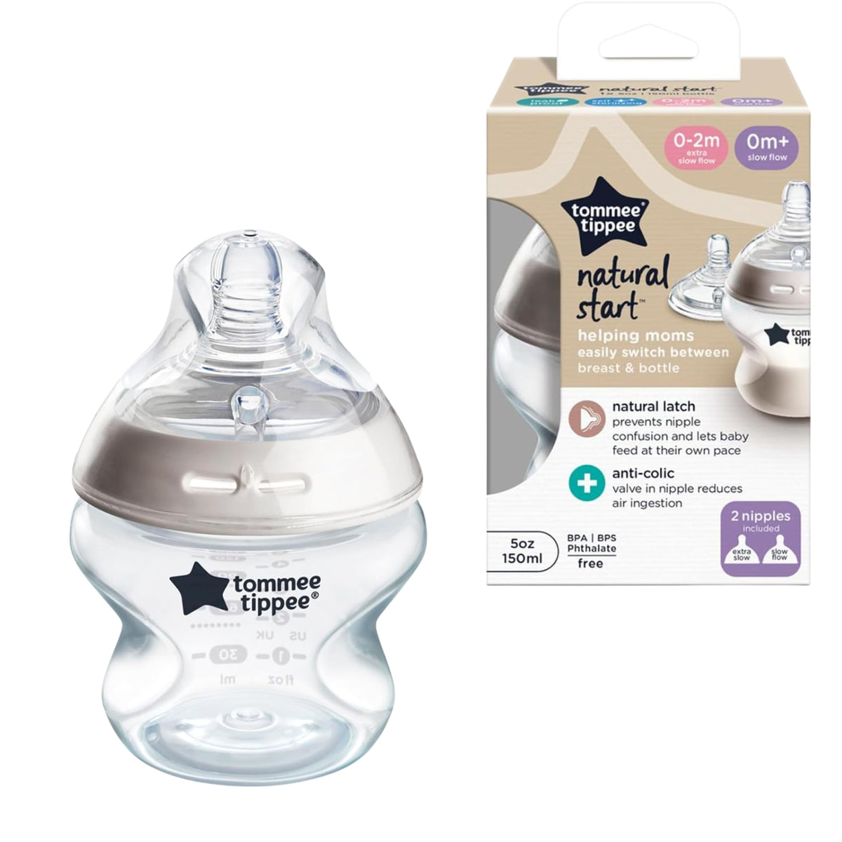 Tommee Tippee Natural Start Baby Bottles, Anti-Colic, 0m+, 5oz