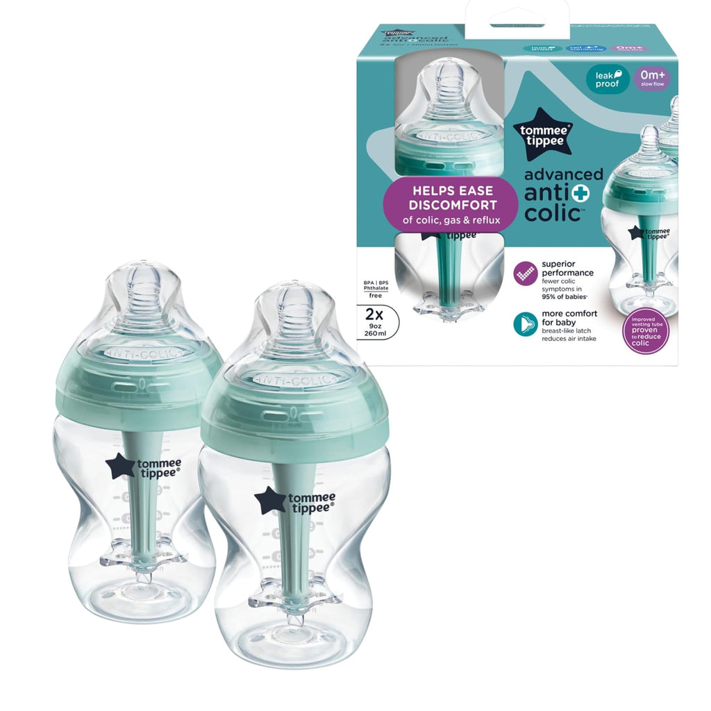 Tommee Tippee Advanced Anti-Colic Baby Bottles, Newborn 0m+, 9oz