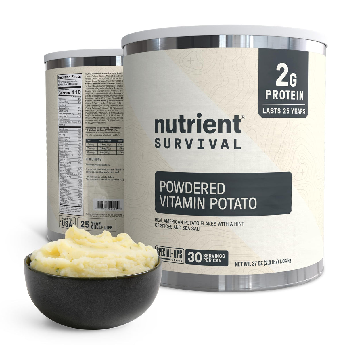 Nutrient Survival Vitamin Powdered Milk, Freeze Dried Prepper Supplies & Emergency Food Supply, 21 Essential Nutrients, Soy & Gluten Free, Shelf Stable Up to 25 Years, One Can, 50 Servings