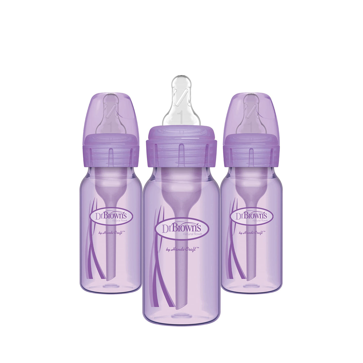 Dr. Brown's Anti-Colic Options+ Narrow Baby Bottles, Purple, 8 oz, 3-Pack