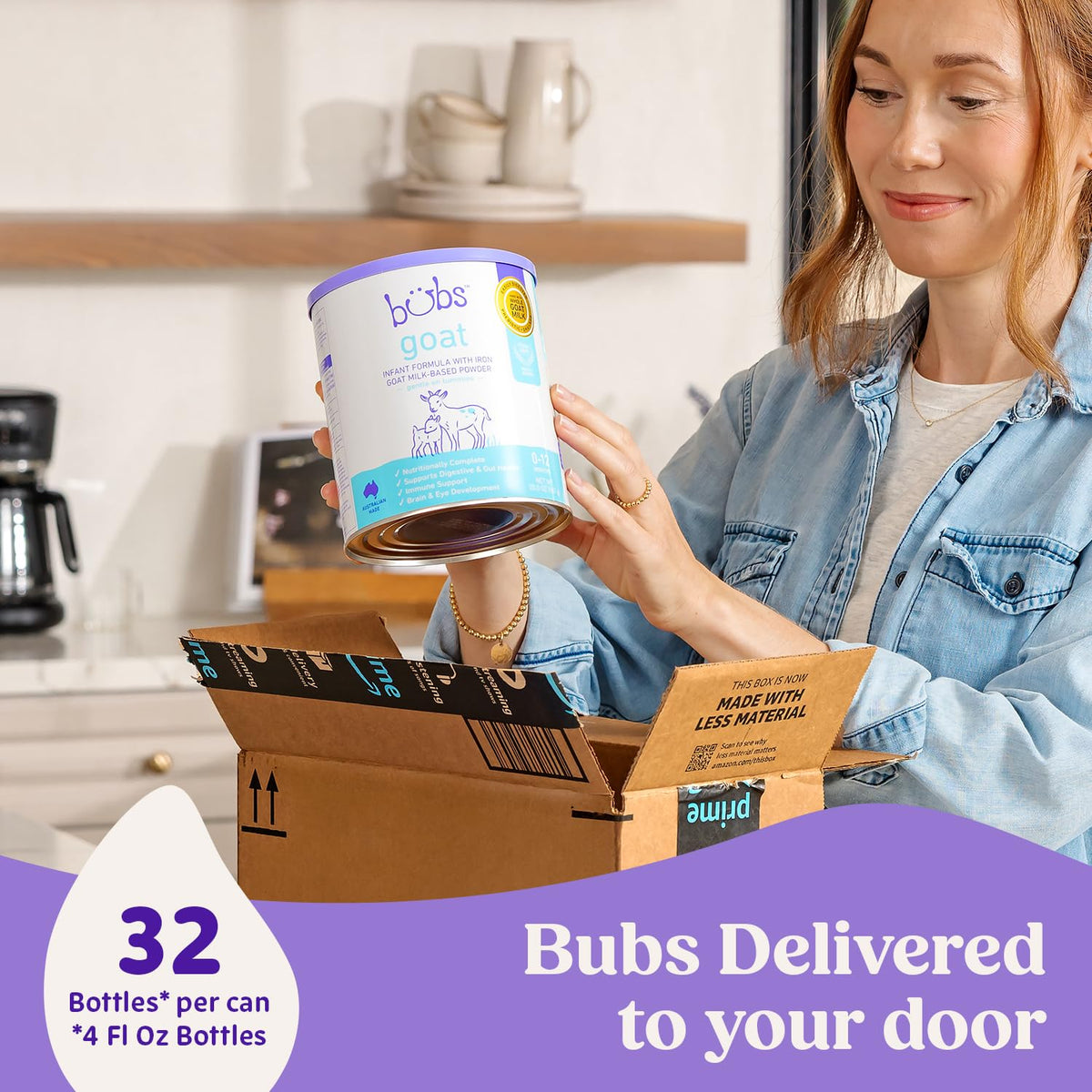 Bubs Whole Goat Milk Infant Formula for 0-12 Months, Non-GMO Milk, 20 oz