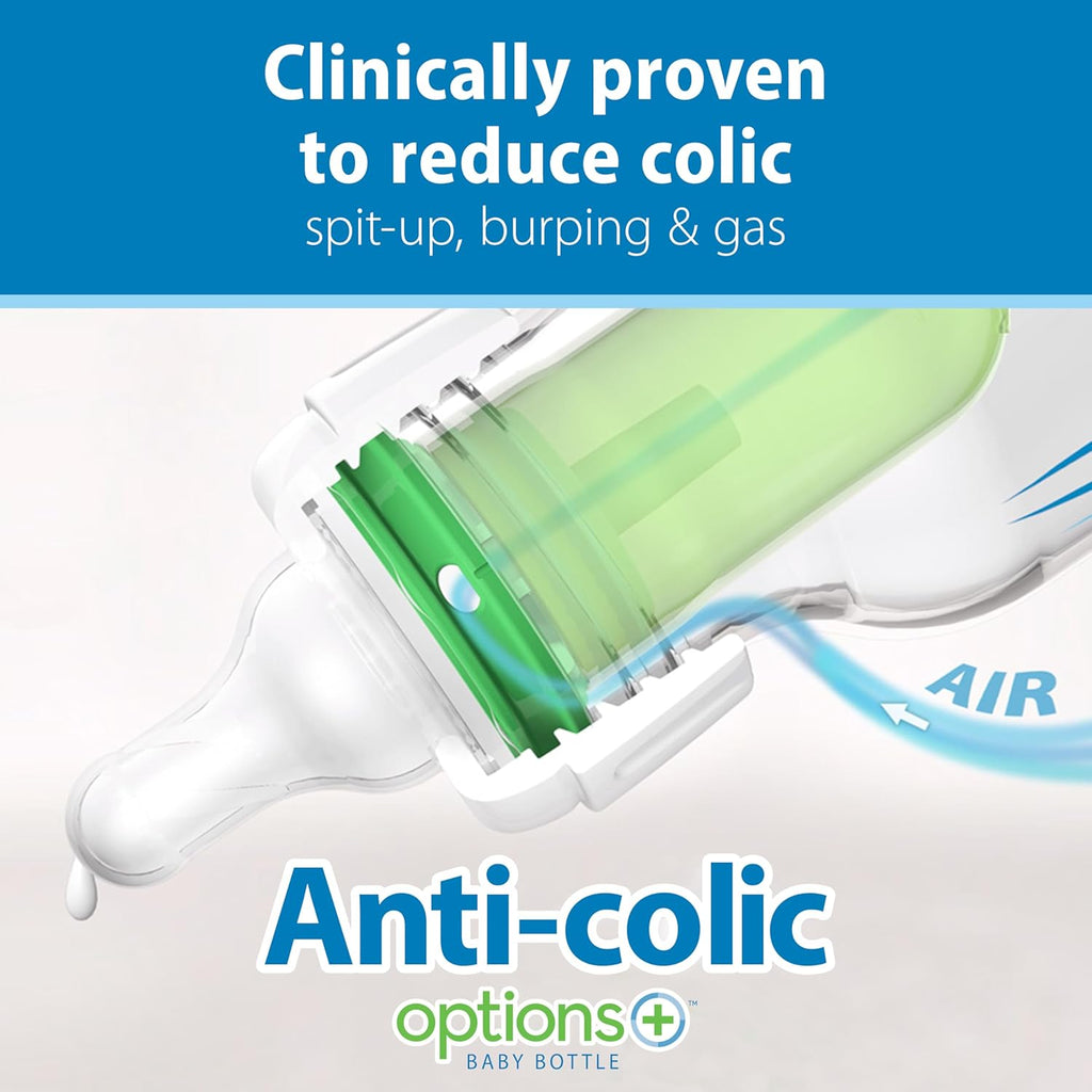 Dr. Brown's Anti-Colic Options+ Narrow Baby Bottle, 4 oz, 4-Pack