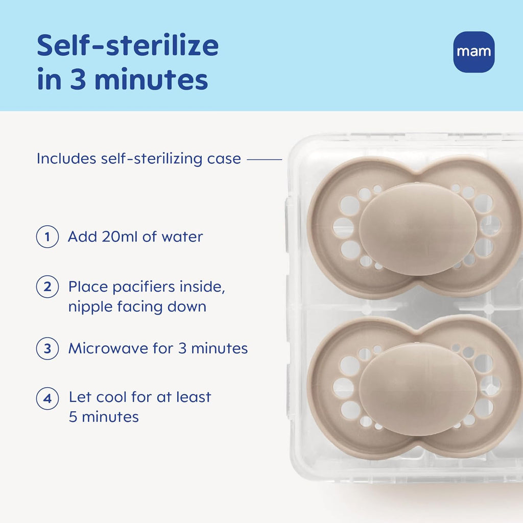 MAM Original Baby Pacifier 6-16 Mths, Skin Soft Silicone Nipple, 4 Pack