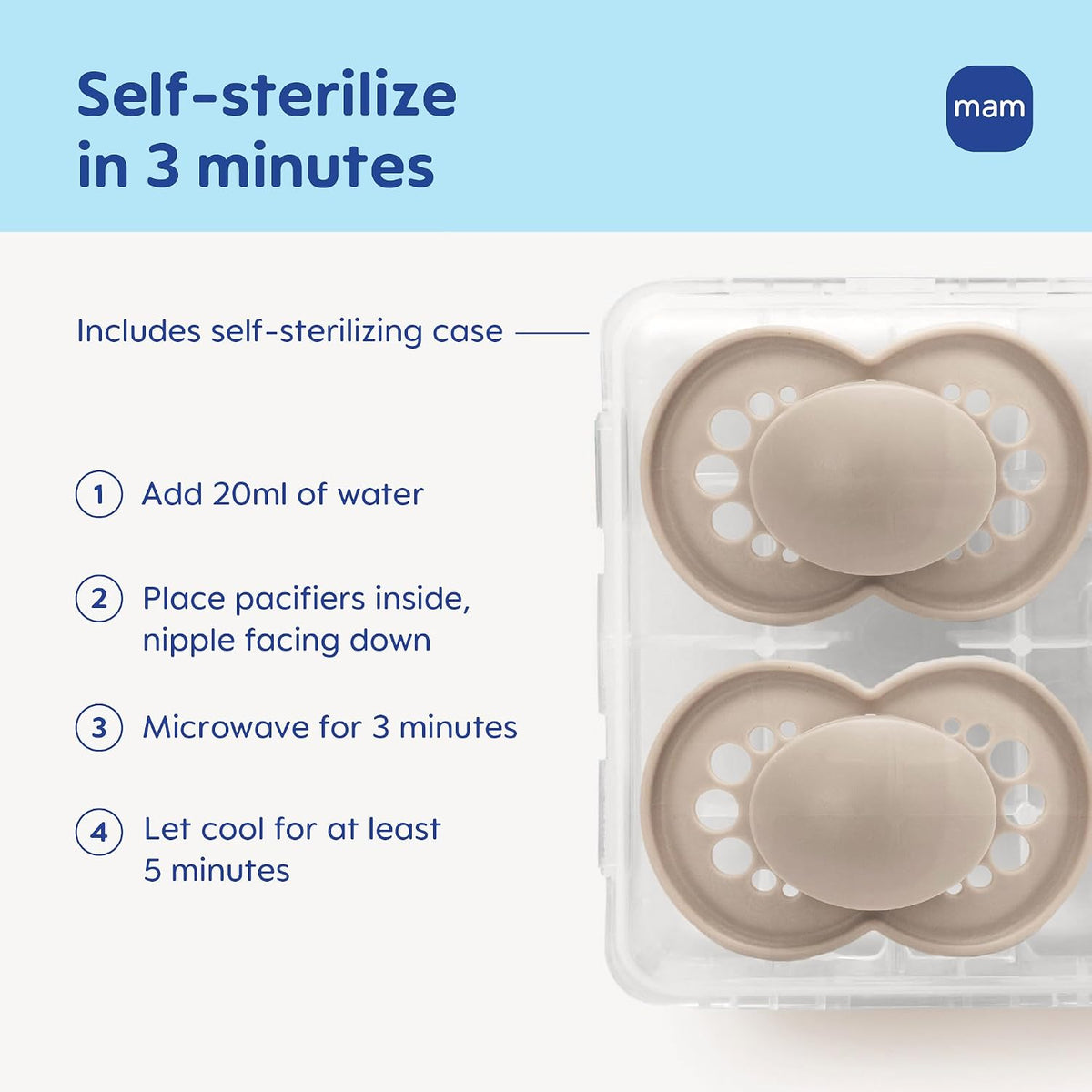 MAM Original Baby Pacifier 6-16 Mths, Skin Soft Silicone Nipple, 2 Pack
