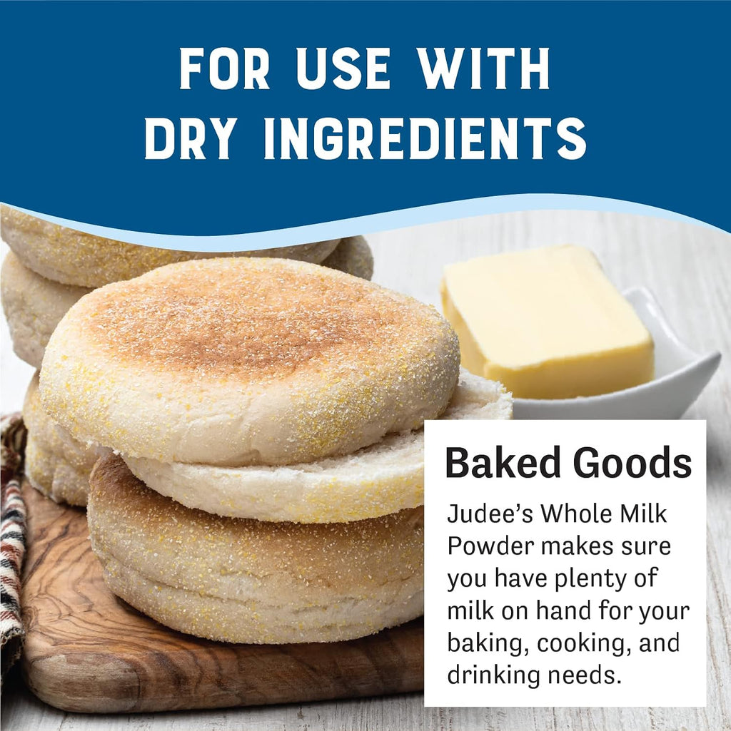 Judee's Gluten Free Whole Milk Powder - Creamy Instant Milk Powder for Baking Pancakes & Bread - Shelf-Stable Blend for Travel & Camping - 11 oz, Pack of 1