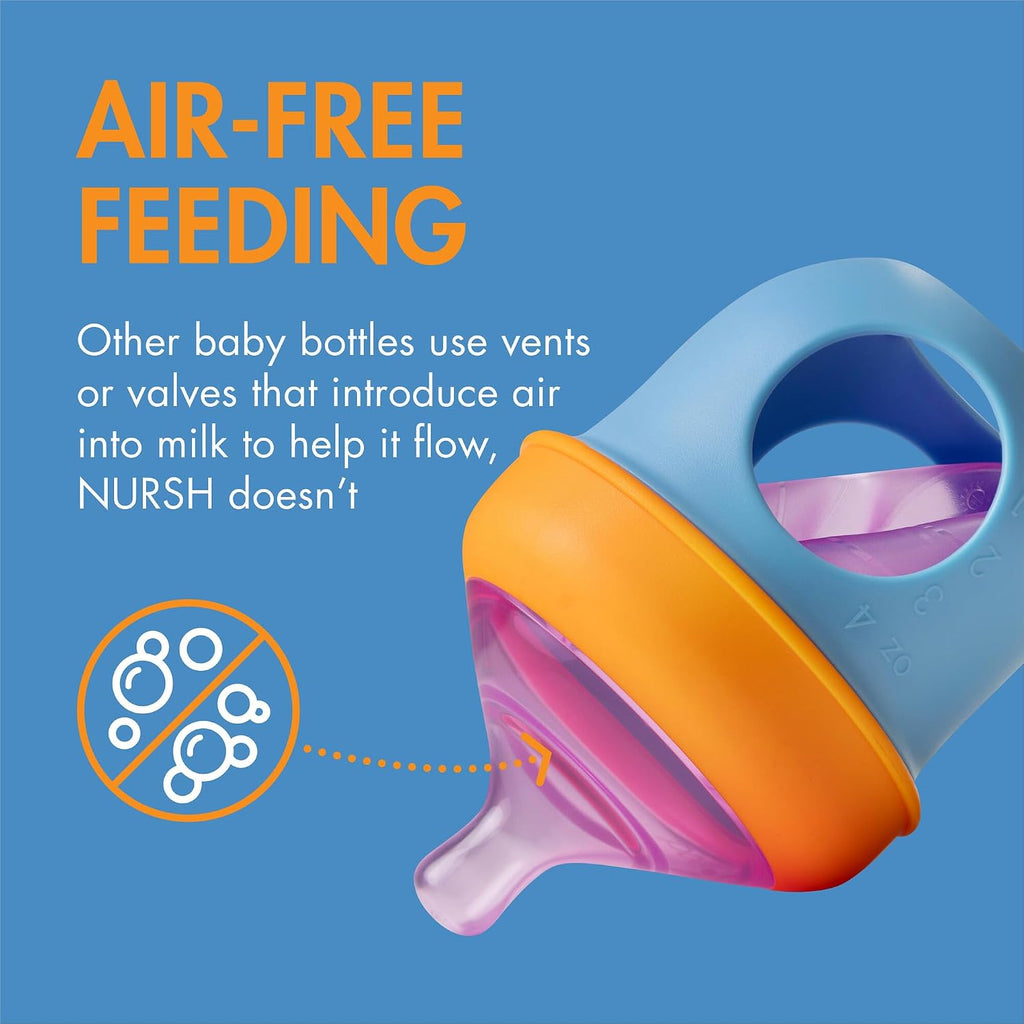 Boon Nursh Silicone Baby Bottles - Color Block - 4 Oz - 3 Count