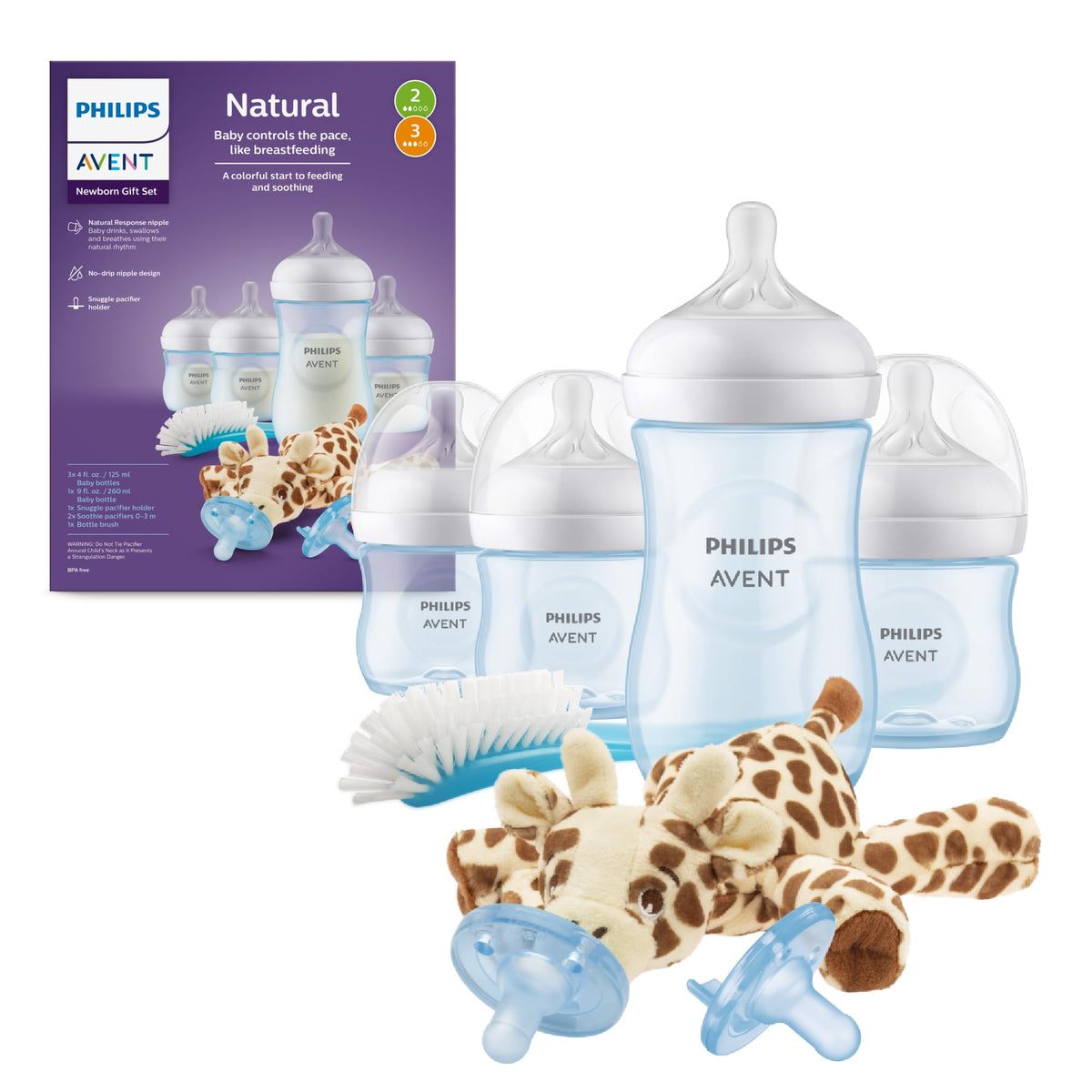 Philips Avent Natural Response Baby Gift Set - 4 Bottles, Soothie Pacifiers