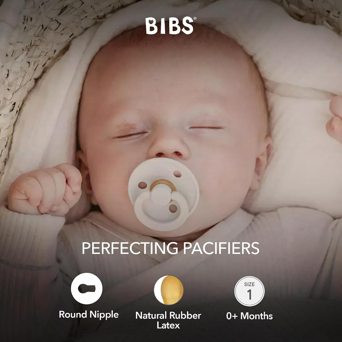 BIBS Pacifiers Colour Collection | Natural Rubber Baby Pacifier | Round Nipple | Set of 2 BPA-Free Soothers | Made in Denmark | 0+ Months (Pack of 2) | Sage/Ivory