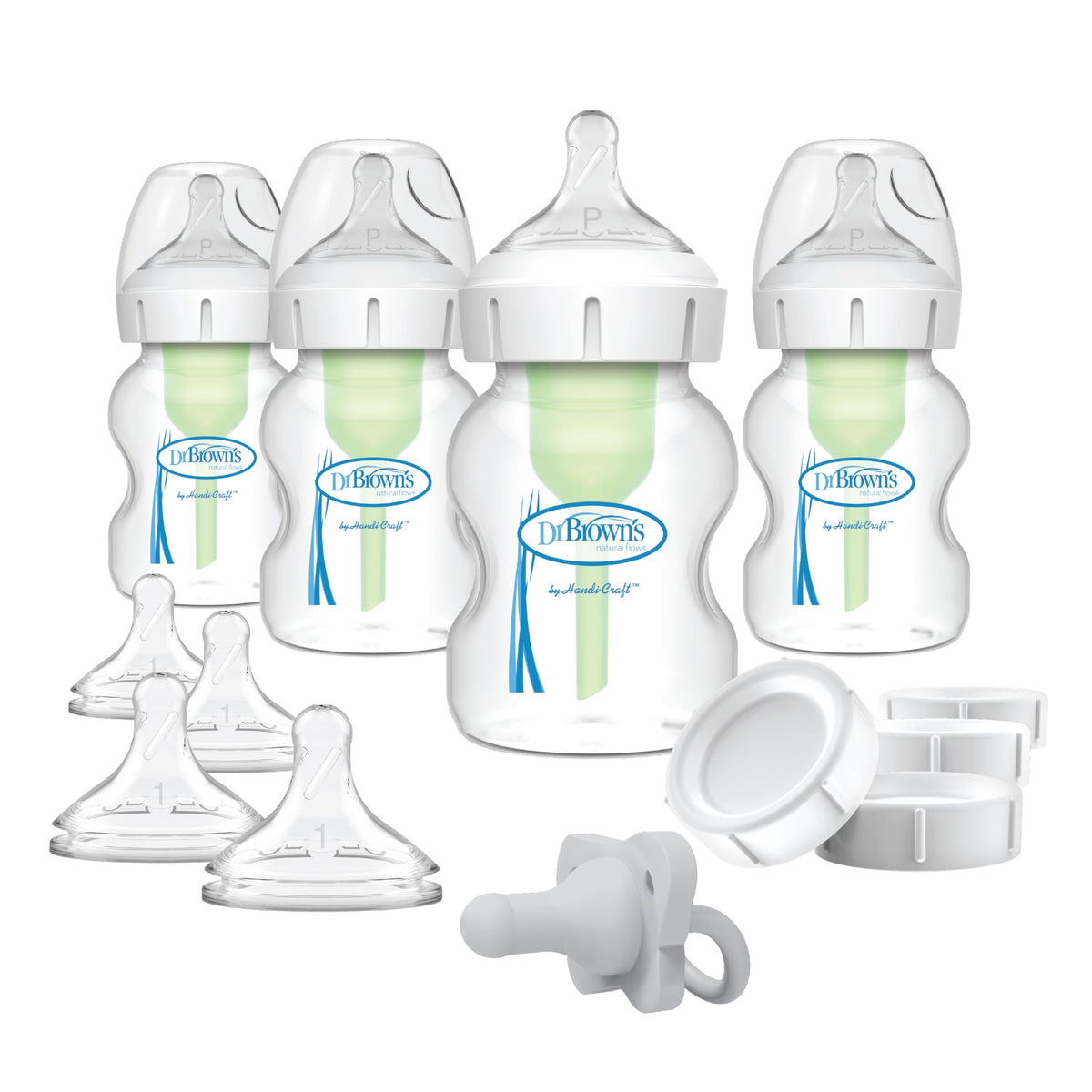 Dr. Brown's Anti-Colic Options+ Wide-Neck Baby Bottle Set, 0m+