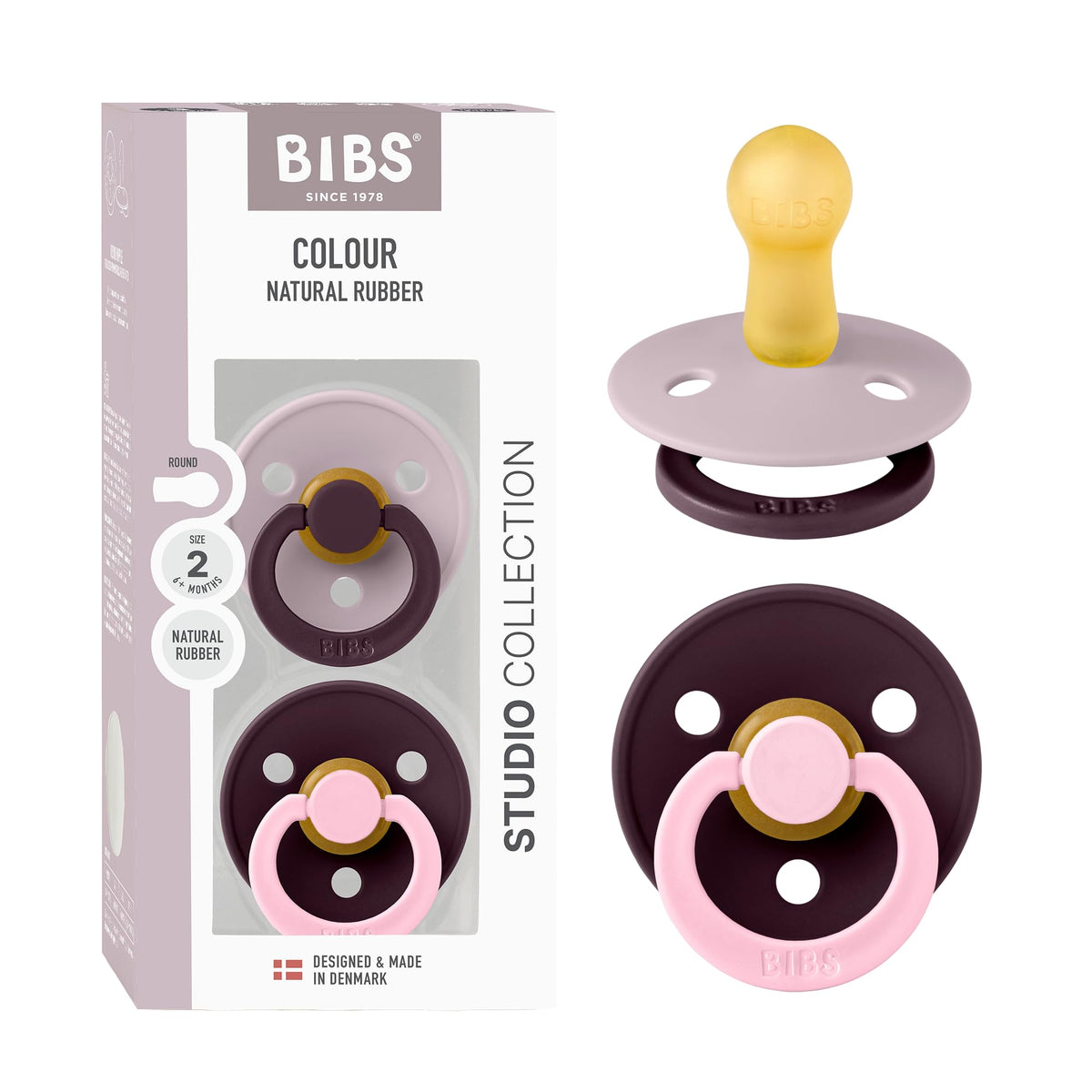 BIBS Colour Fusion Pacifier, 6-18 Months, 2-Pack, Round, Baby Blue/Petrol