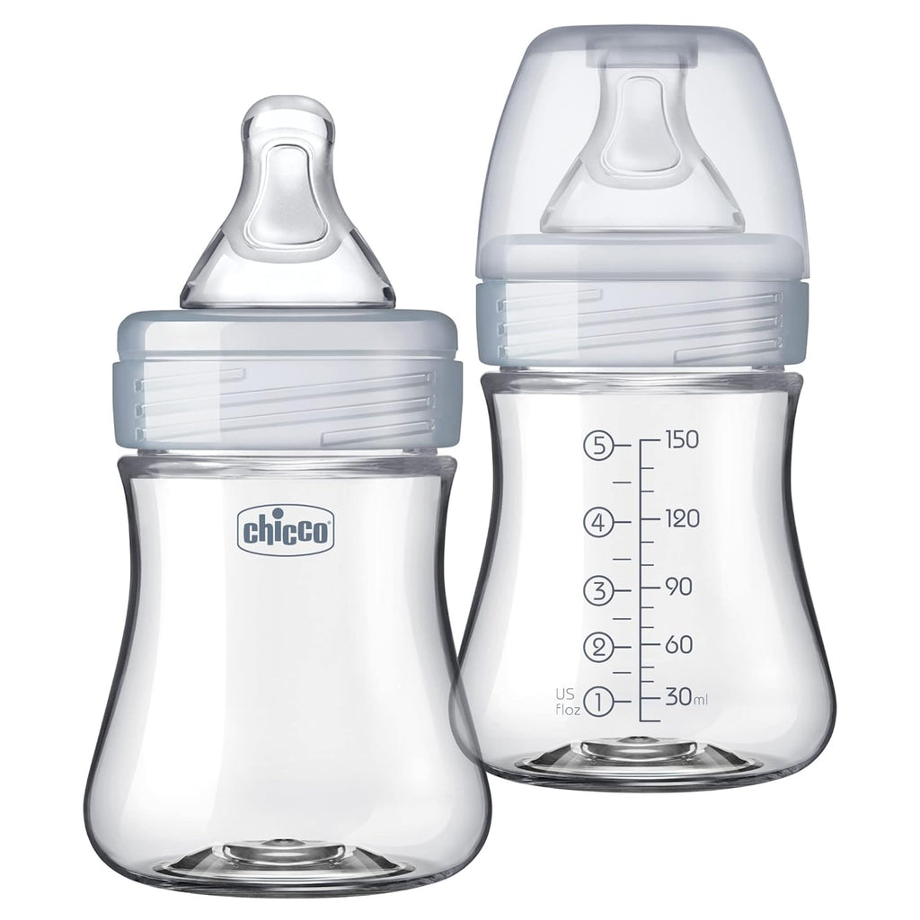 Chicco Duo Hybrid Baby Bottles, Glass Inside, Plastic Outside, 5oz, 2 Pack