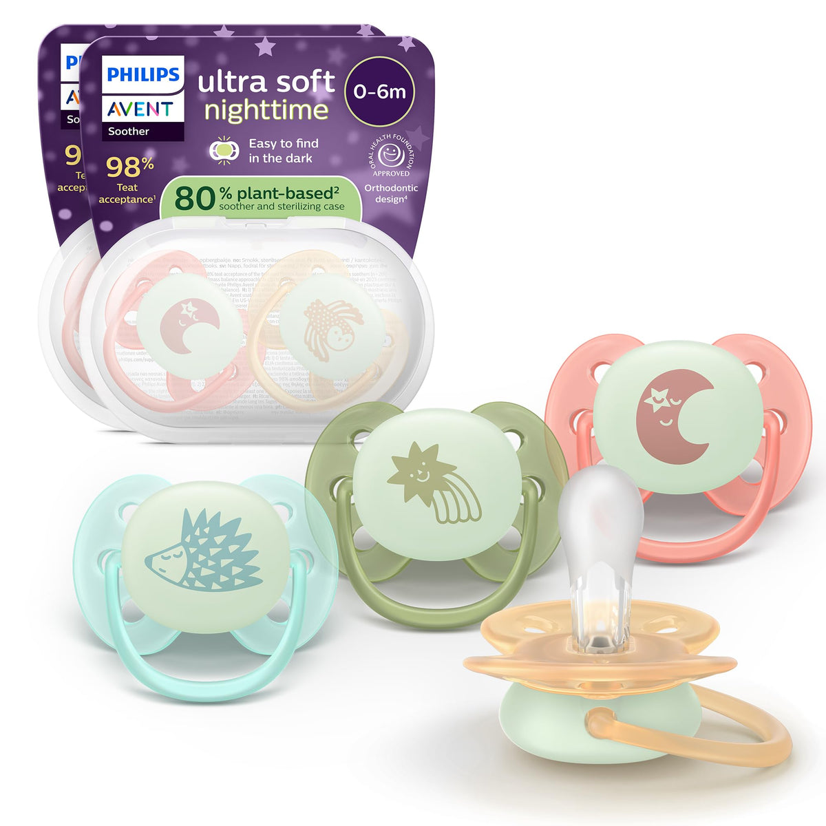 Philips Avent Ultra Air Nighttime Pacifier, 6-18 Months, BPA-Free, 4-Pack