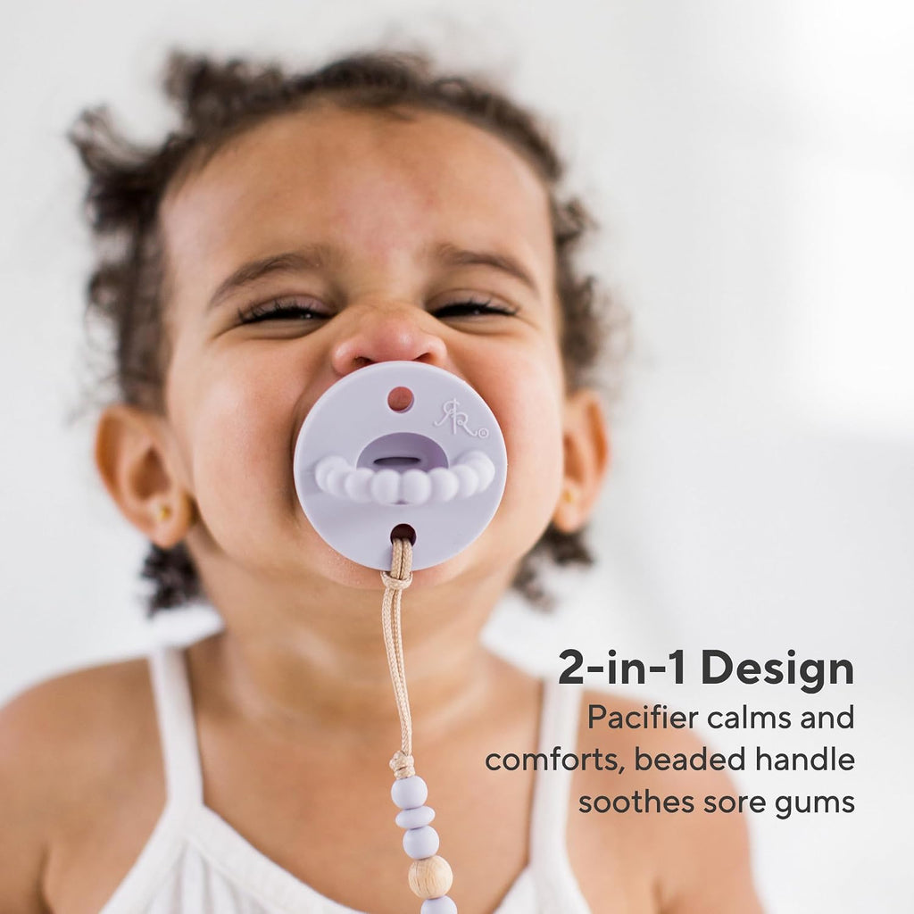 Ryan & Rose Cutie PAT 3 Pack Baby Pacifiers Teether Teething Ring Binky (Canvas, Flat Orthodontic)