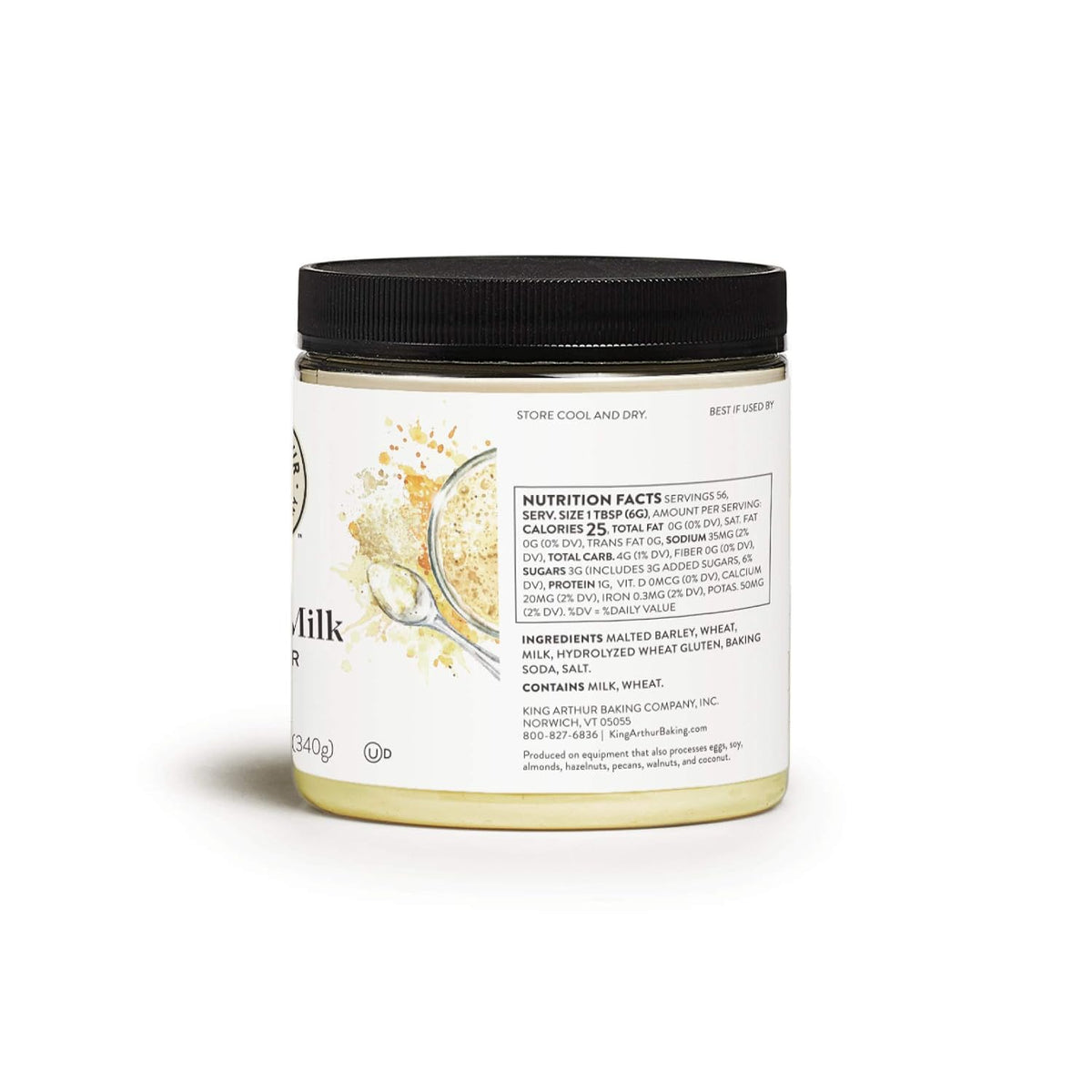 King Arthur Malted Milk Powder: Premium Baking Ingredient for Classic Diner-Style Sweetness, Ideal for Milkshakes, Pancakes, and Waffles - 12 oz Jar of Authentic Malt Flavor Enhancer