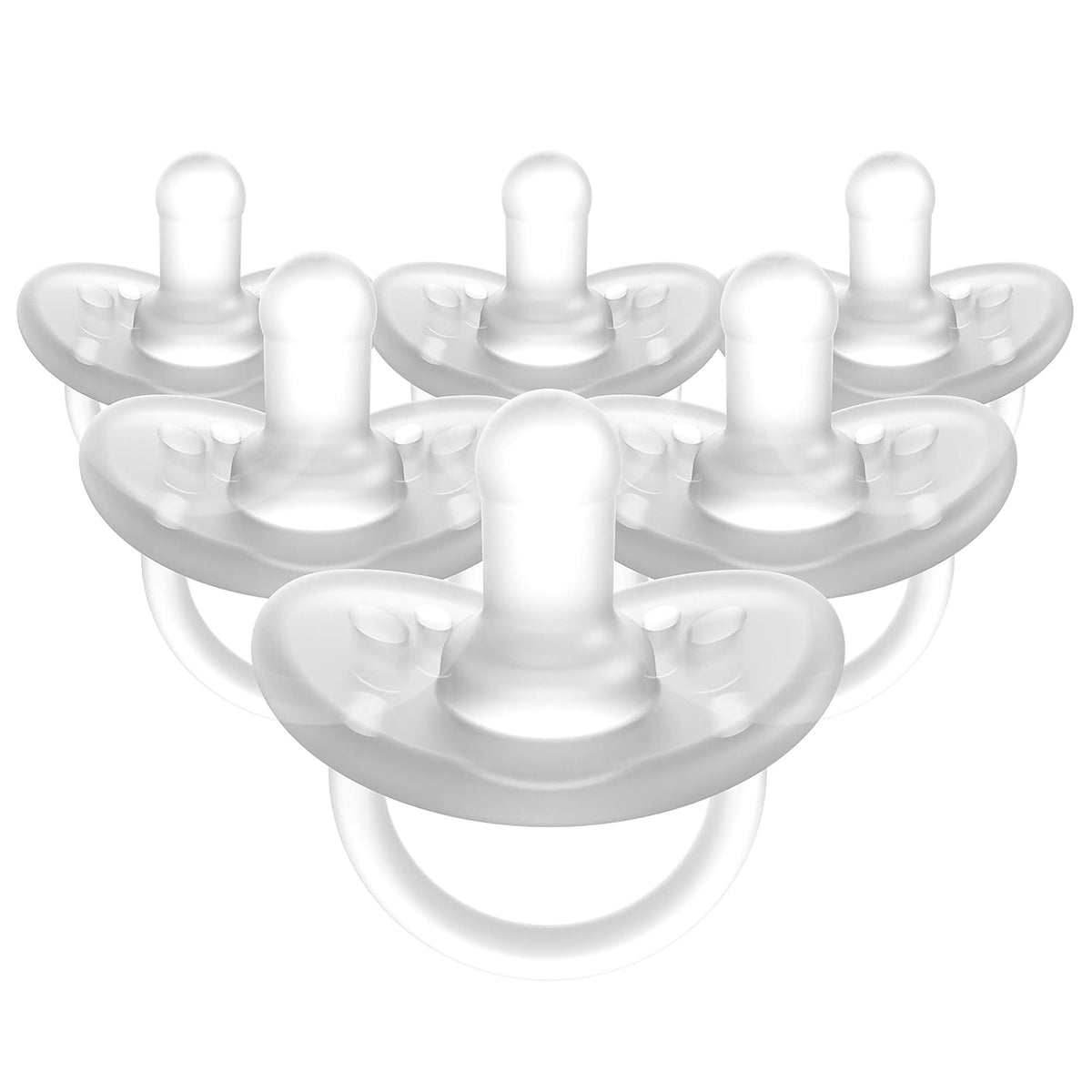 Evenflo Feeding Balance Plus Stage 1 Cylindrical Baby, Newborn and Infant Pacifier - Developed with Pediatric Feeding Specialists - 0 to 6 Months - Clear - (Pack of 6)
