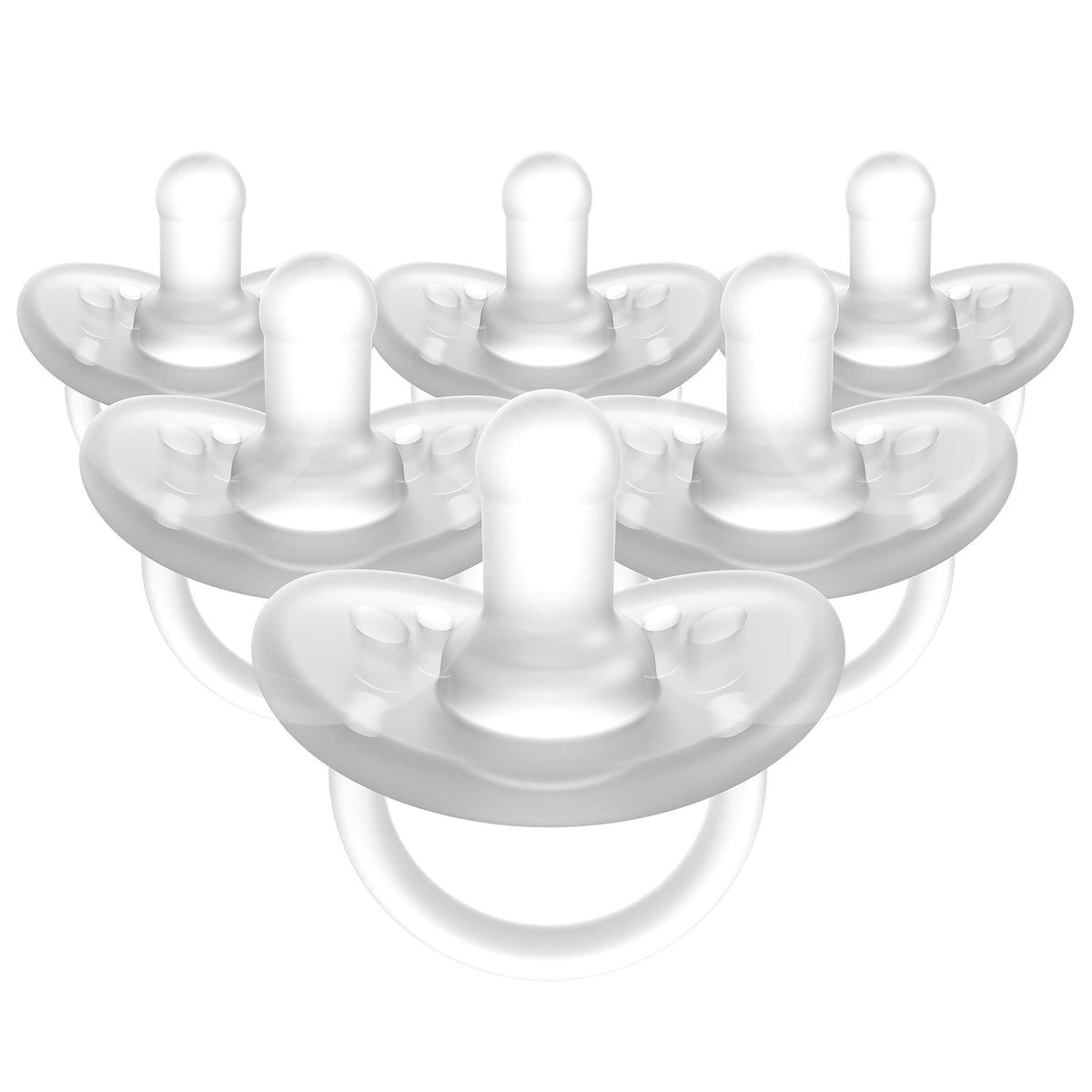 Evenflo Feeding Balance Plus Stage 1 Cylindrical Baby, Newborn and Infant Pacifier - Developed with Pediatric Feeding Specialists - 0 to 6 Months - Clear - (Pack of 6)