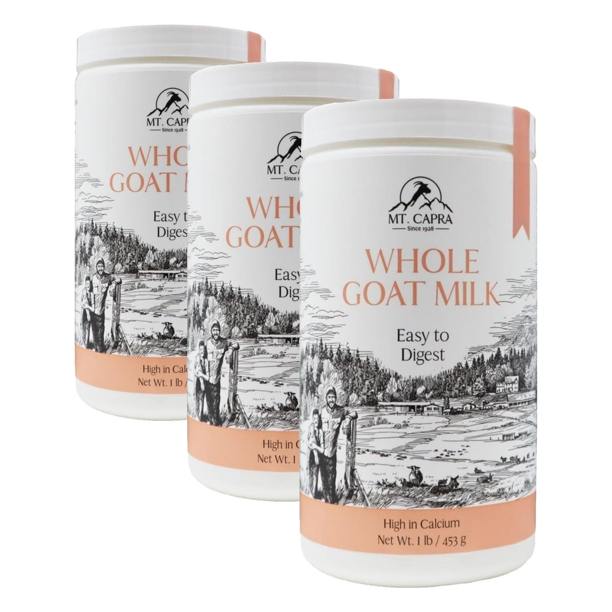 Mt. Capra Whole Goat Milk | from Non-GMO, Grass-Fed Goats, Creamy, Great Tasting, Easy to Digest, A2 Milk | 16 Servings - 1 Pound