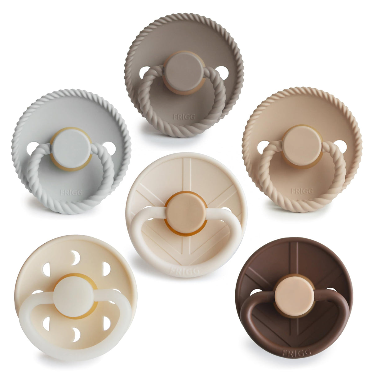 FRIGG Daisy Night Natural Rubber Baby Pacifier | Made in Denmark | BPA-Free (Blush/Cream, 6-18 Months) 2-Pack
