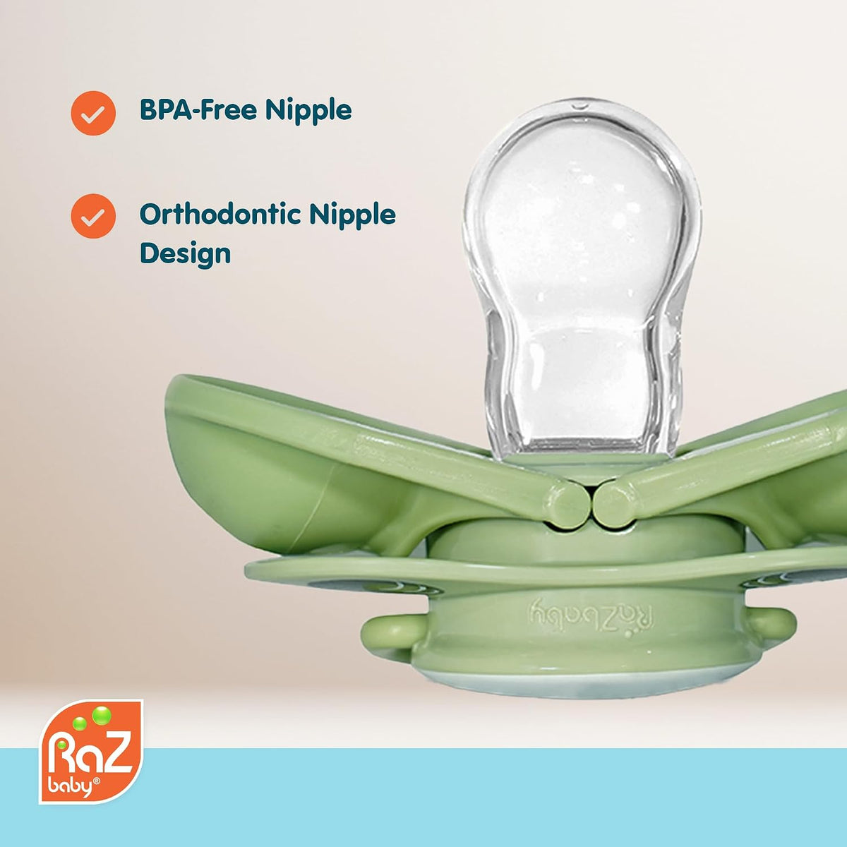 RaZbaby Keep-It-Kleen Baby Pacifier 2-Pack Closes When Dropped - BPA-Free Silicone Orthodontic Nipple, Ideal for Travel, Nipple Stays Clean, 0-36 Months - Grey/Blue