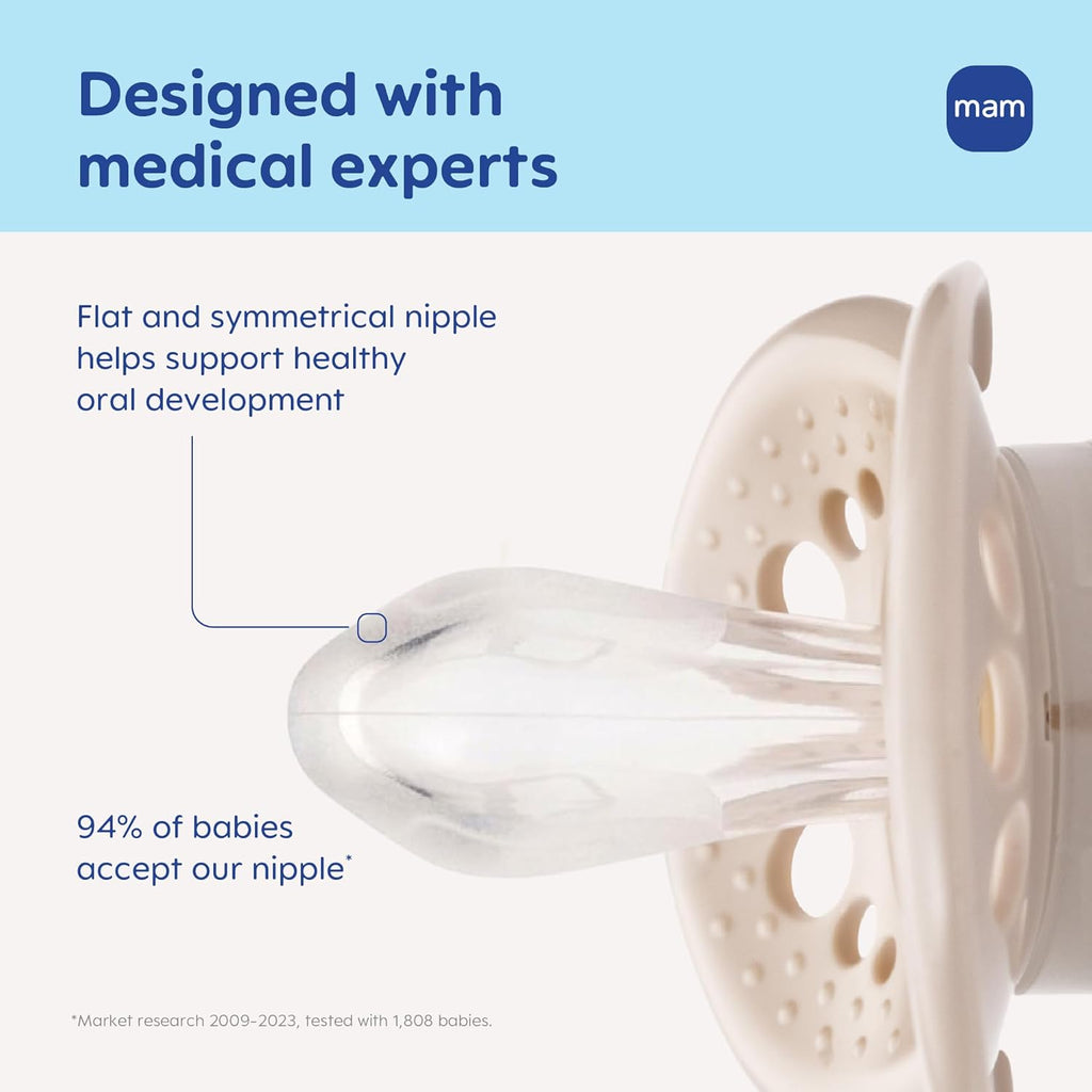 MAM Original Baby Pacifier 6-16 Mths, Skin Soft Silicone Nipple, 4 Pack
