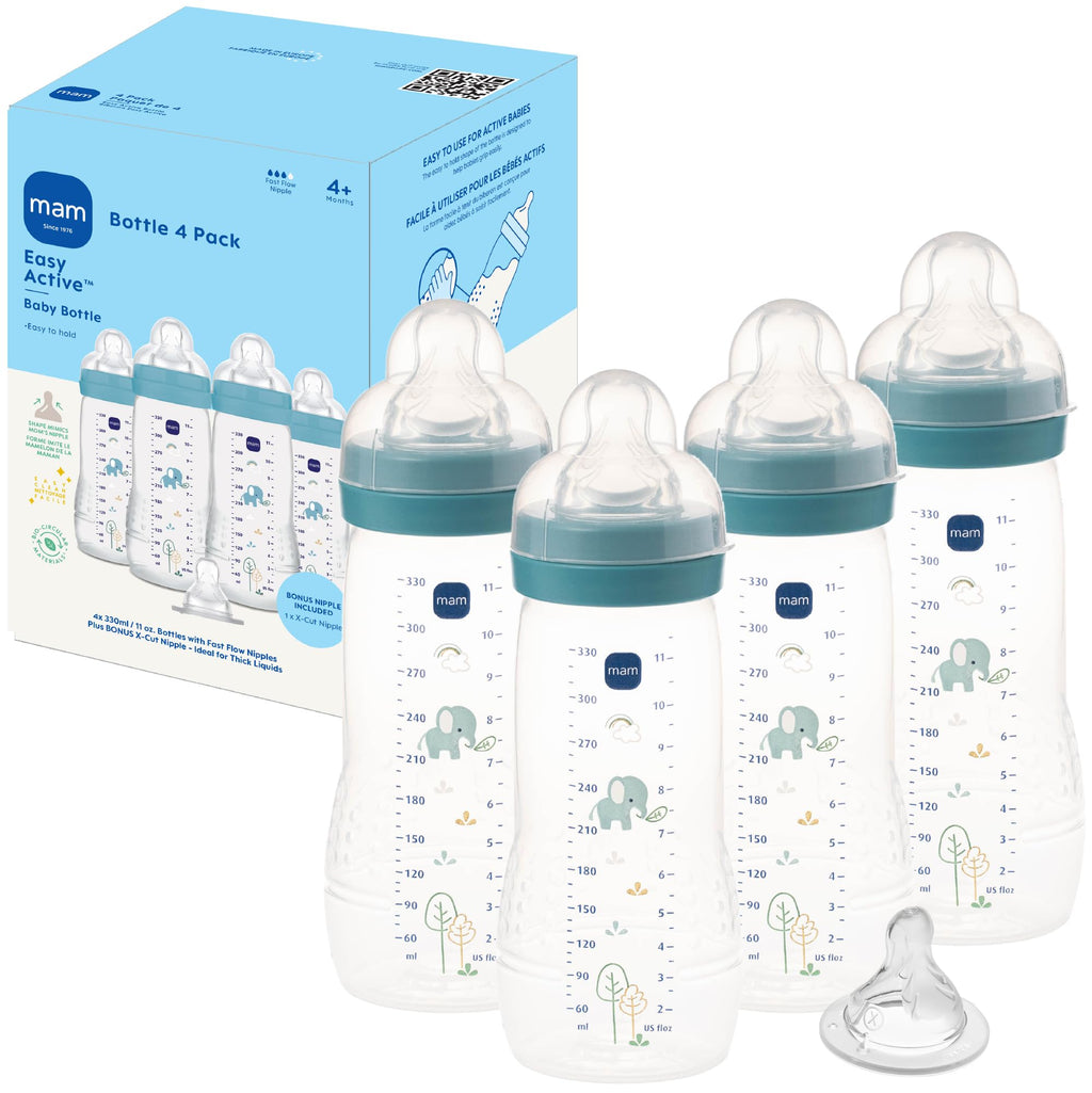 MAM 11oz Natural Flow Active Anti-Colic Baby Bottle, 4+ Mths, 2 Pack