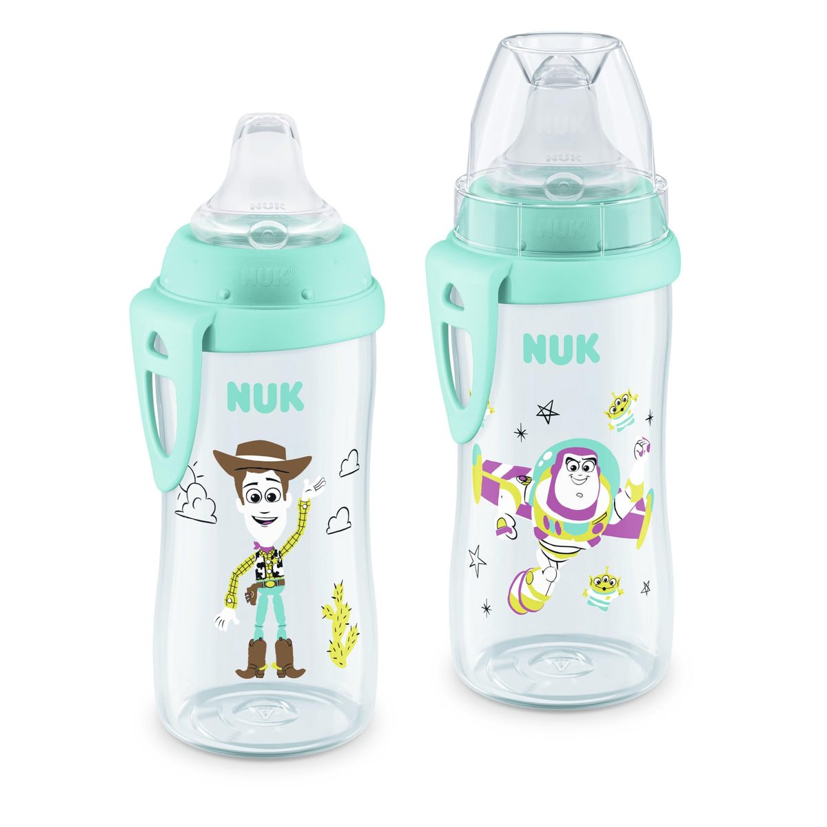 NUK Active Sippy Cup, 10 oz, 2 Pack, Disney's Cars, Lightning McQueen, BPA-Free, Spill-Proof, Transition Cup