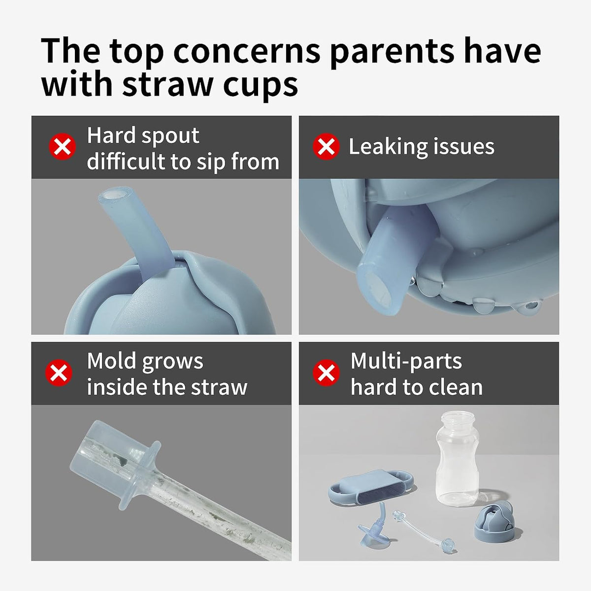 Thyseed PPSU Weighted Straw Cup with Handles Toddlers Transition Bottles to Sippy Cups No Spill Learner Milk Water Baby Bottle Soft Silicone Spout Dishwasher Safe BPA Free 6+ Months 10oz/300mL